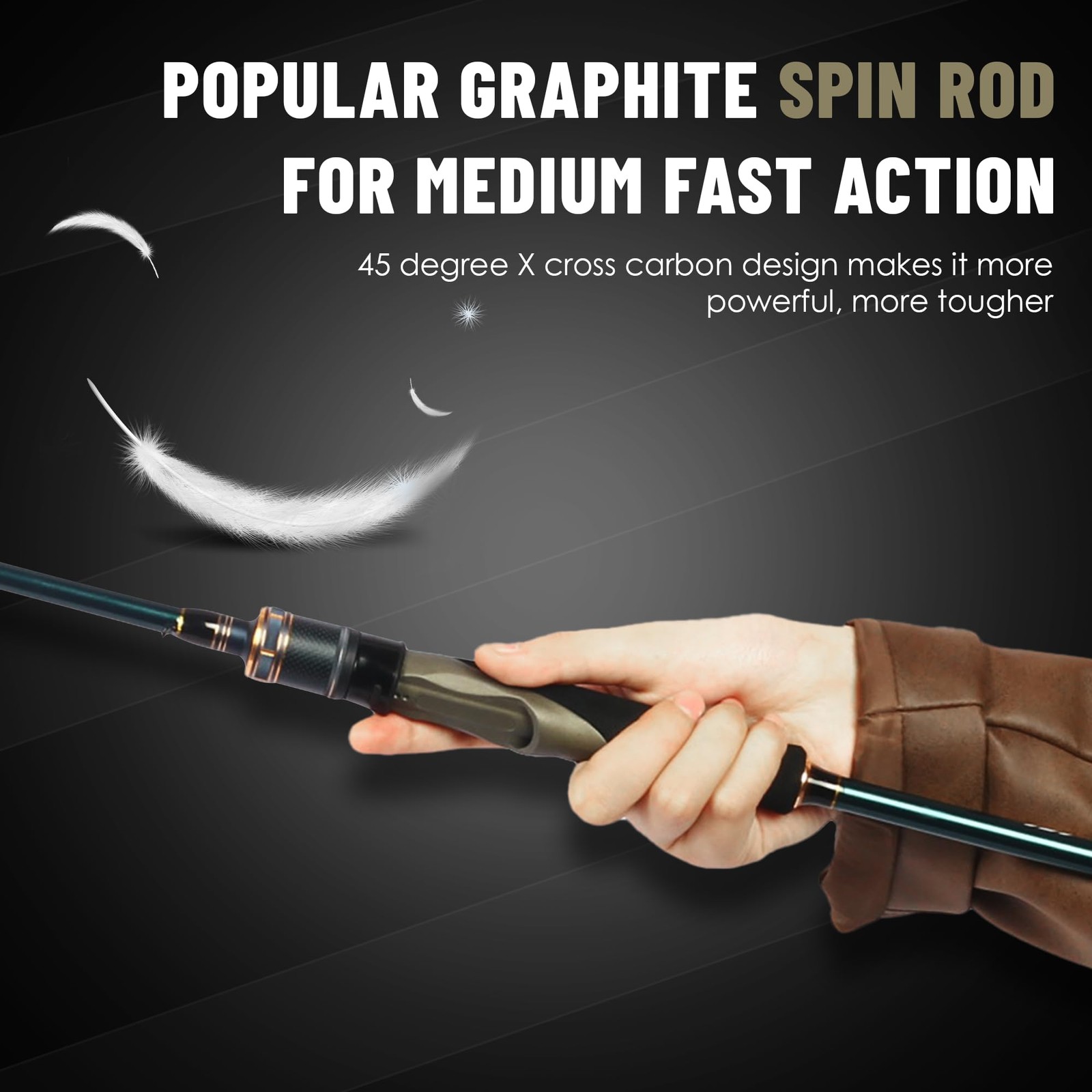 9Ft 2pc Medium Graphite Bass Spinning Fishing Rod Toray Carbon Fast Action