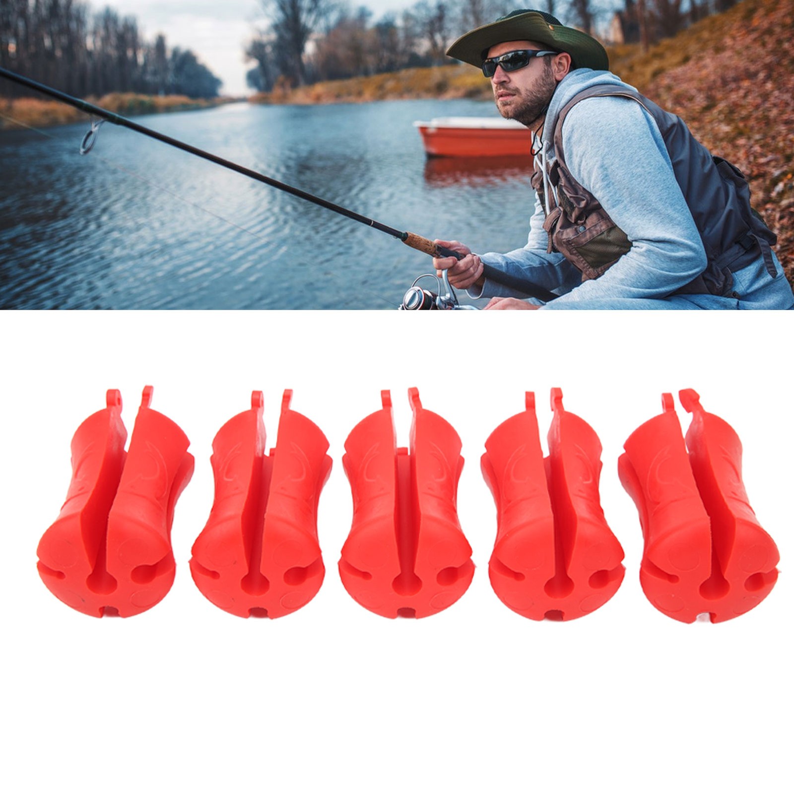 5PCS Fishing Rod Fixed Ball Silicone Reusable Fishing Rod Beam Binding Fastener