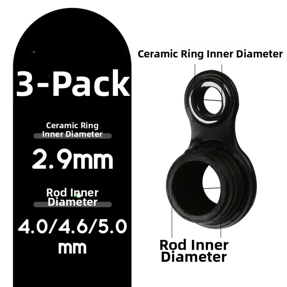 3pcs Fishing Rod Tip Repair Kit Black Wire Loop Guide Rings for Rod Tips