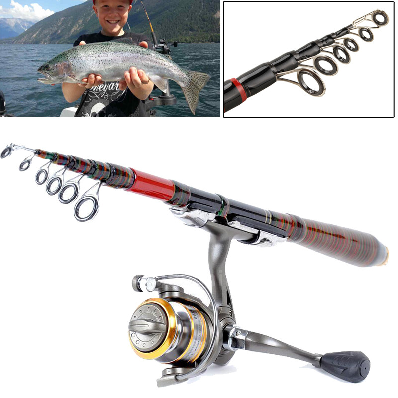Carbon Fiber Travel Spinning Telescopic Fishing Rod Portable Retractable Fishing