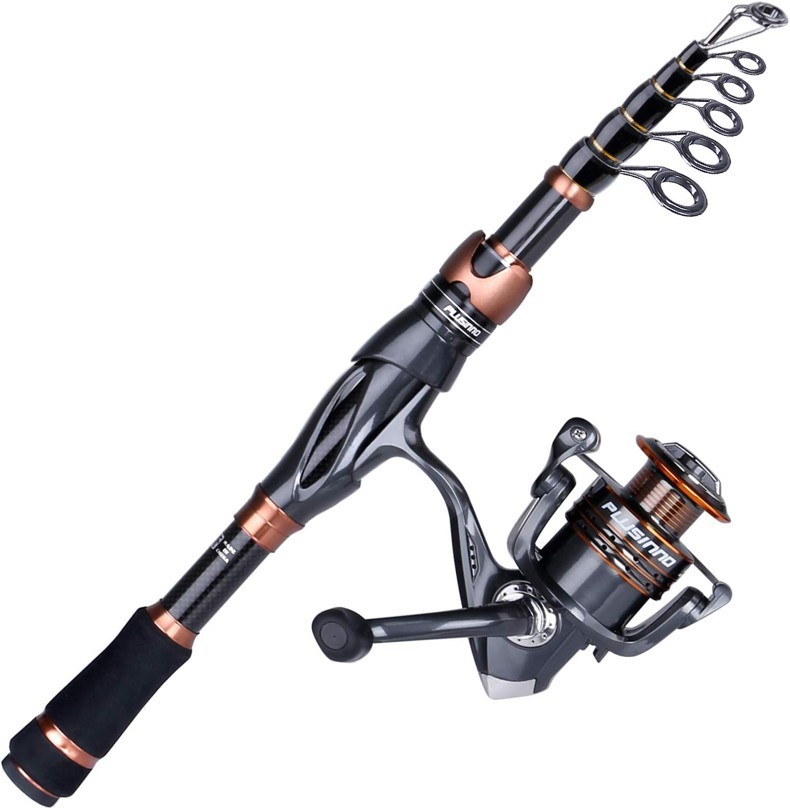 Fishing Rod and Reel Combos, Carbon Fiber Telescopic Rod 12+1 Bearings Spinning