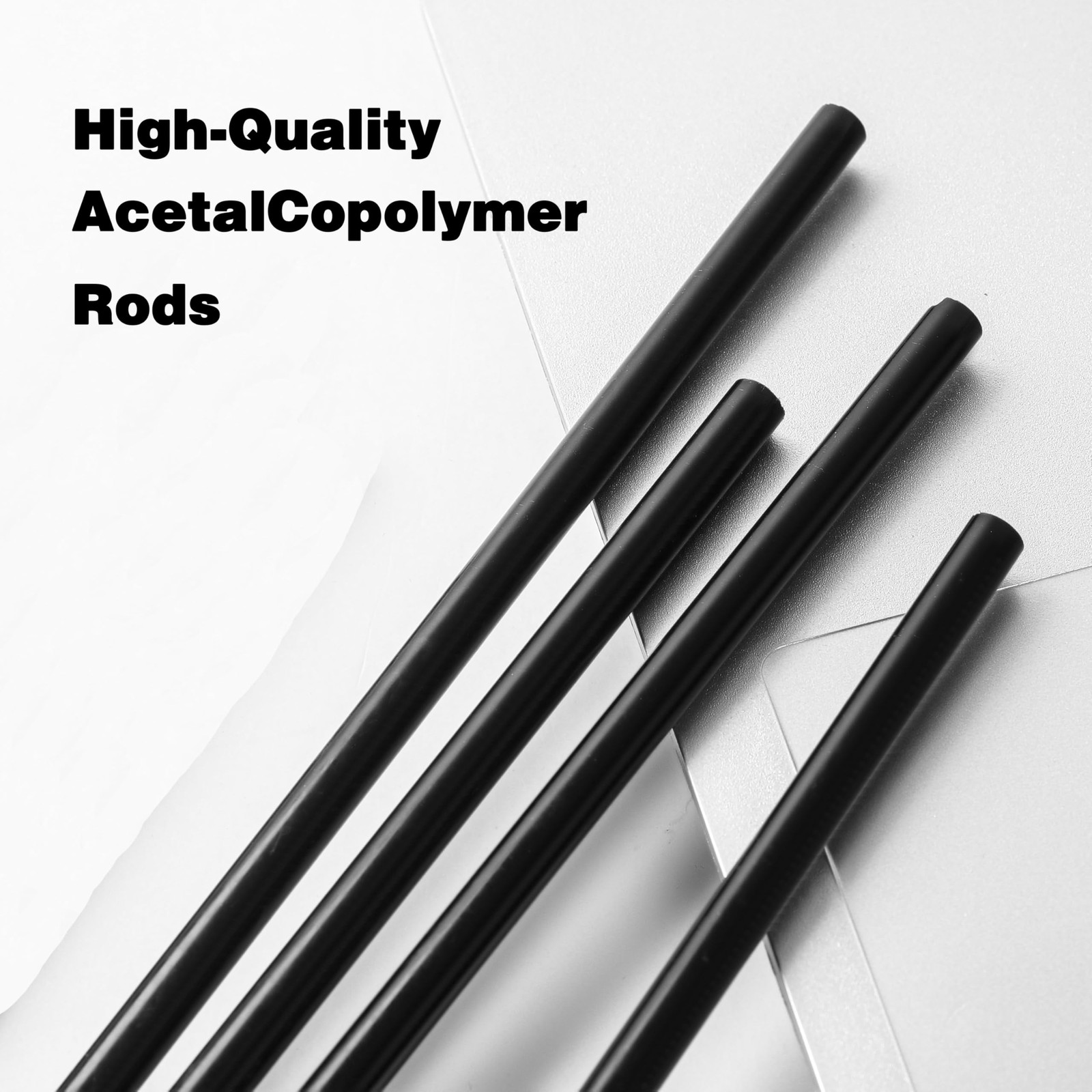 3 PCS Round Acetal Copolymer Rods 1 Inch x 12 Inch Black POM-C Plastic Bar