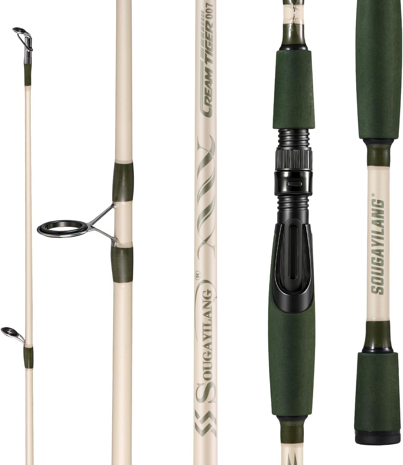 24T Carbon Glass Spinning Rod 2pc 6ft Bass Trout Crappie Travel Fishing – Green