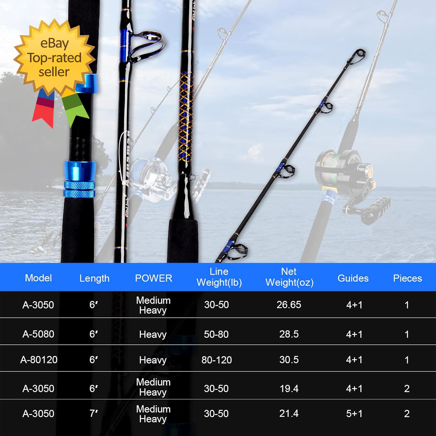 1 Piece Conventional Boat Rod Saltwater Offshore Graphite Rod Fishing 6 Feet….