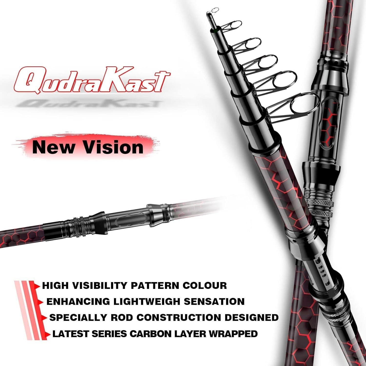 Fishing Rod and Reel Combos, Unique Design with X-Warping Painting, Carbon Fi…