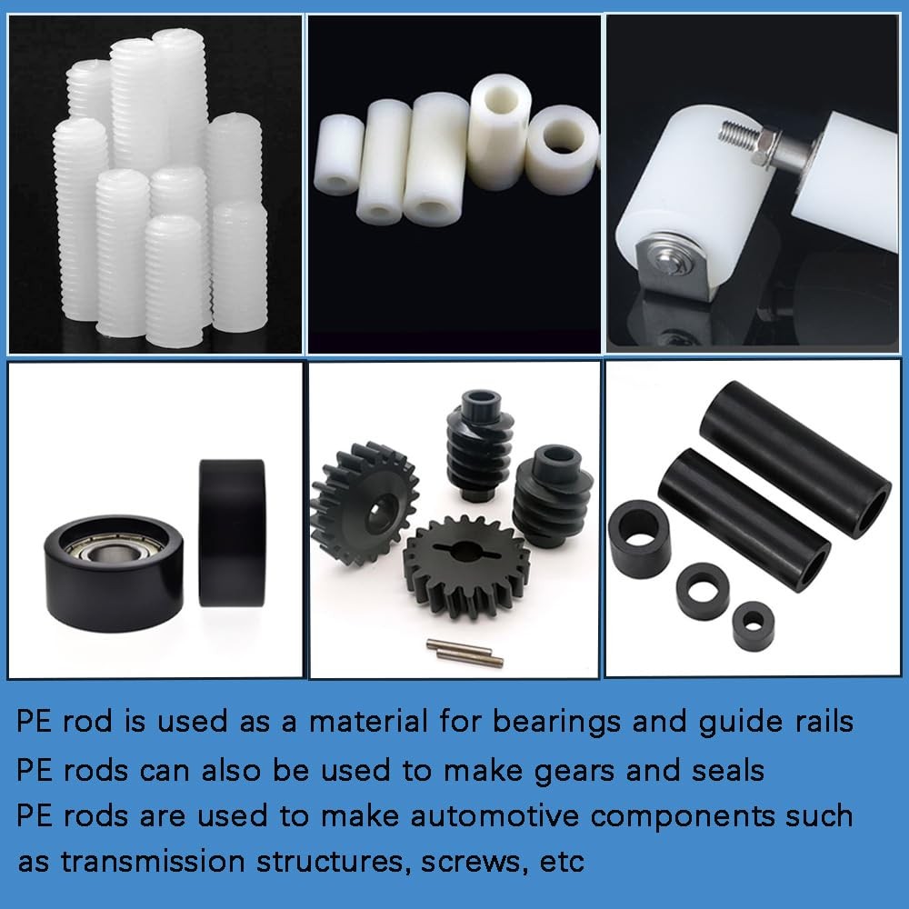 1 PCS HDPE High Density Polyethylene Round Rod 2×13 Inch Mechanical DIY White