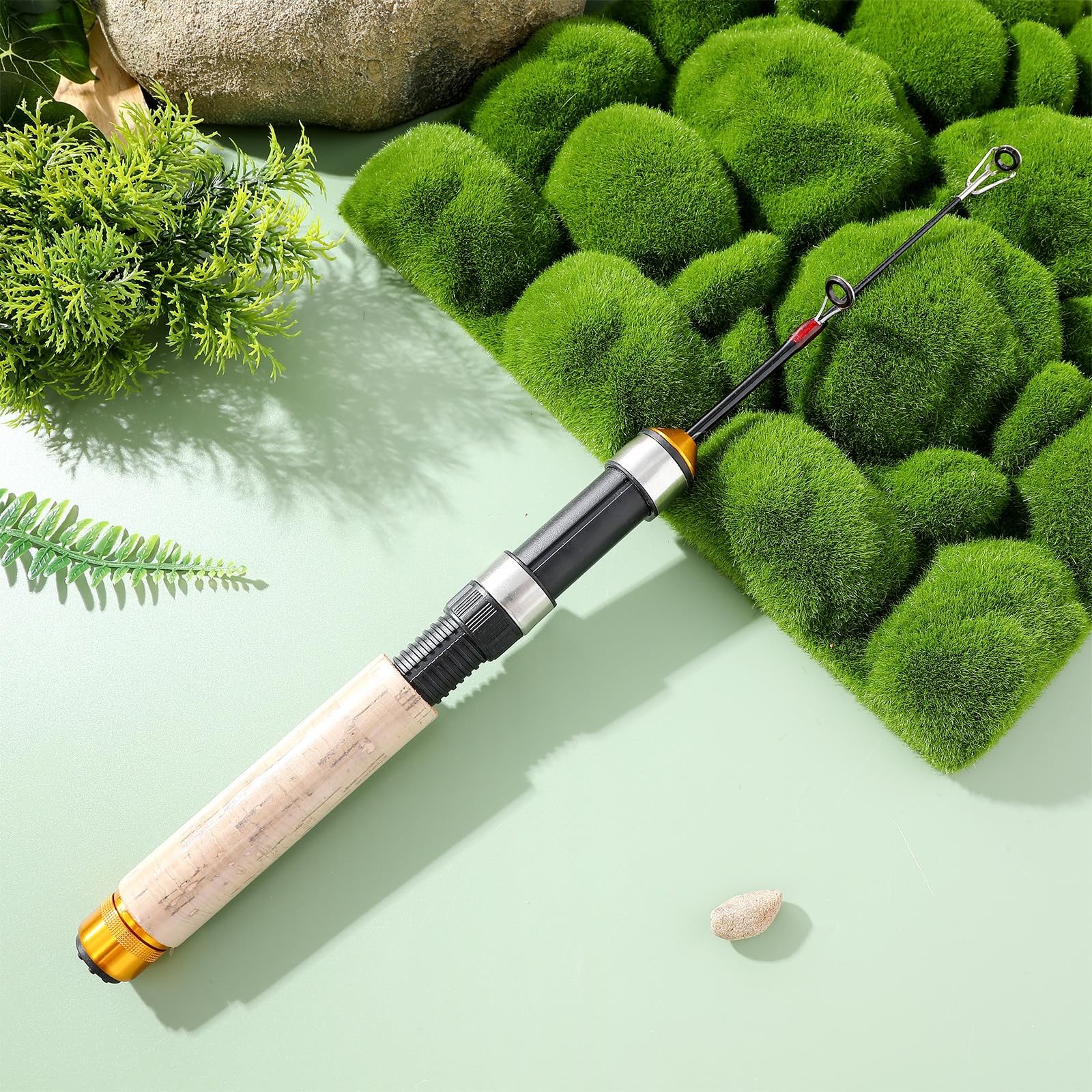 Toyandona Pocket Telescopic Fishing Rod 25.6 Inch Carbon Mini Ultra-Light Ice