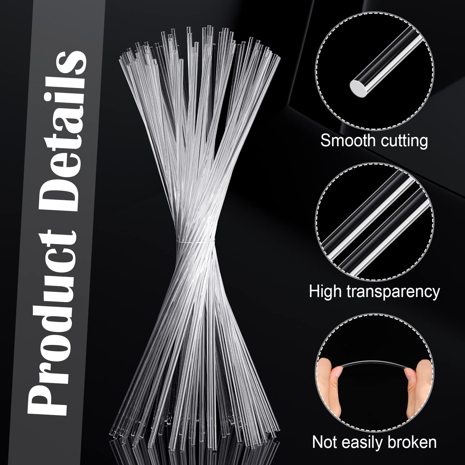 120 PCS Clear Acrylic Round Dowel Rods 3 mm 10 Inch Cake Topper Sticks Craft