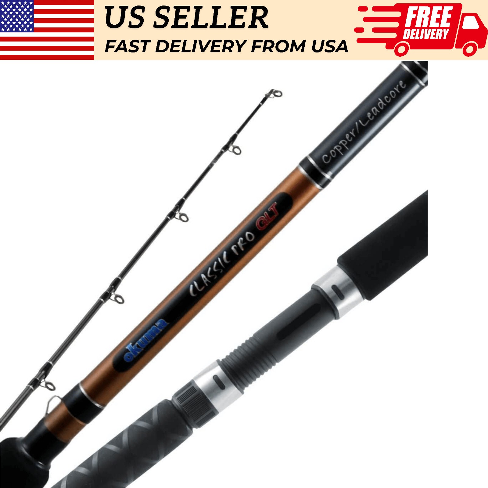 Okuma Classic Pro GLT 8’6” Trolling Fishing Rod 12-27lb Copper Leadcore Durable