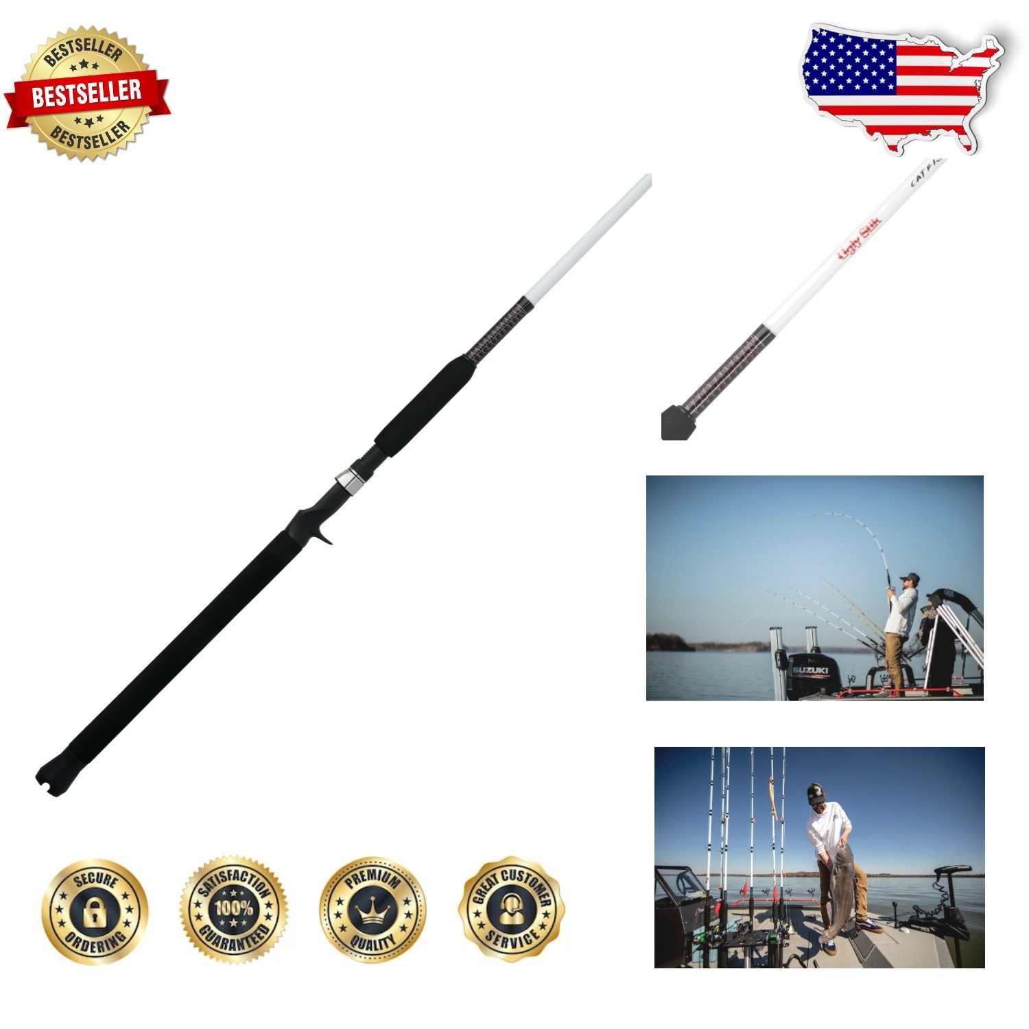 Ugly Stik 7′ Spinning Rod for Catfish – Medium Heavy, 2pc, 15-30lb, Fast Action