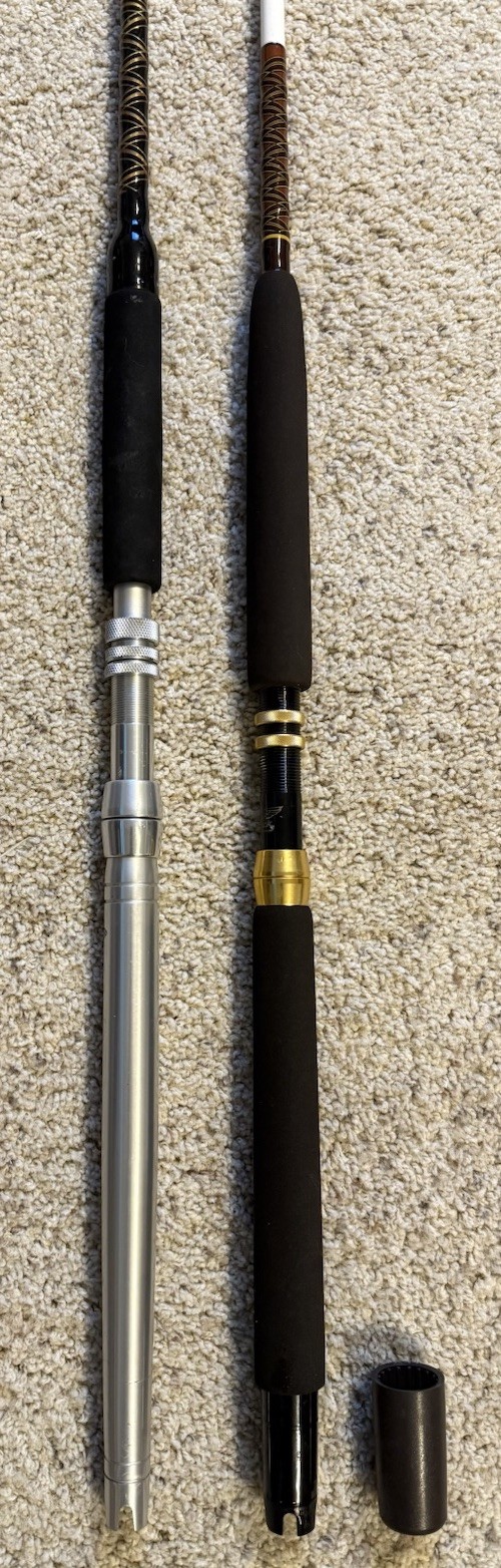 Lot of (2) Big Game Saltwater Rods, Penn International & Fenwick Fenglass