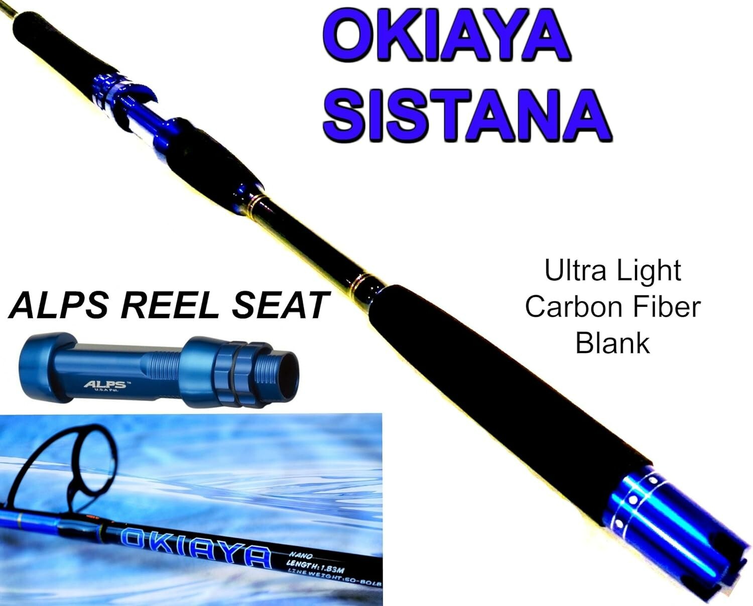 OKIAYA CARBON “SISTANA 50-80LB JIGGING SERIES” TOURNAMENT RODS (6 Foot Rod)