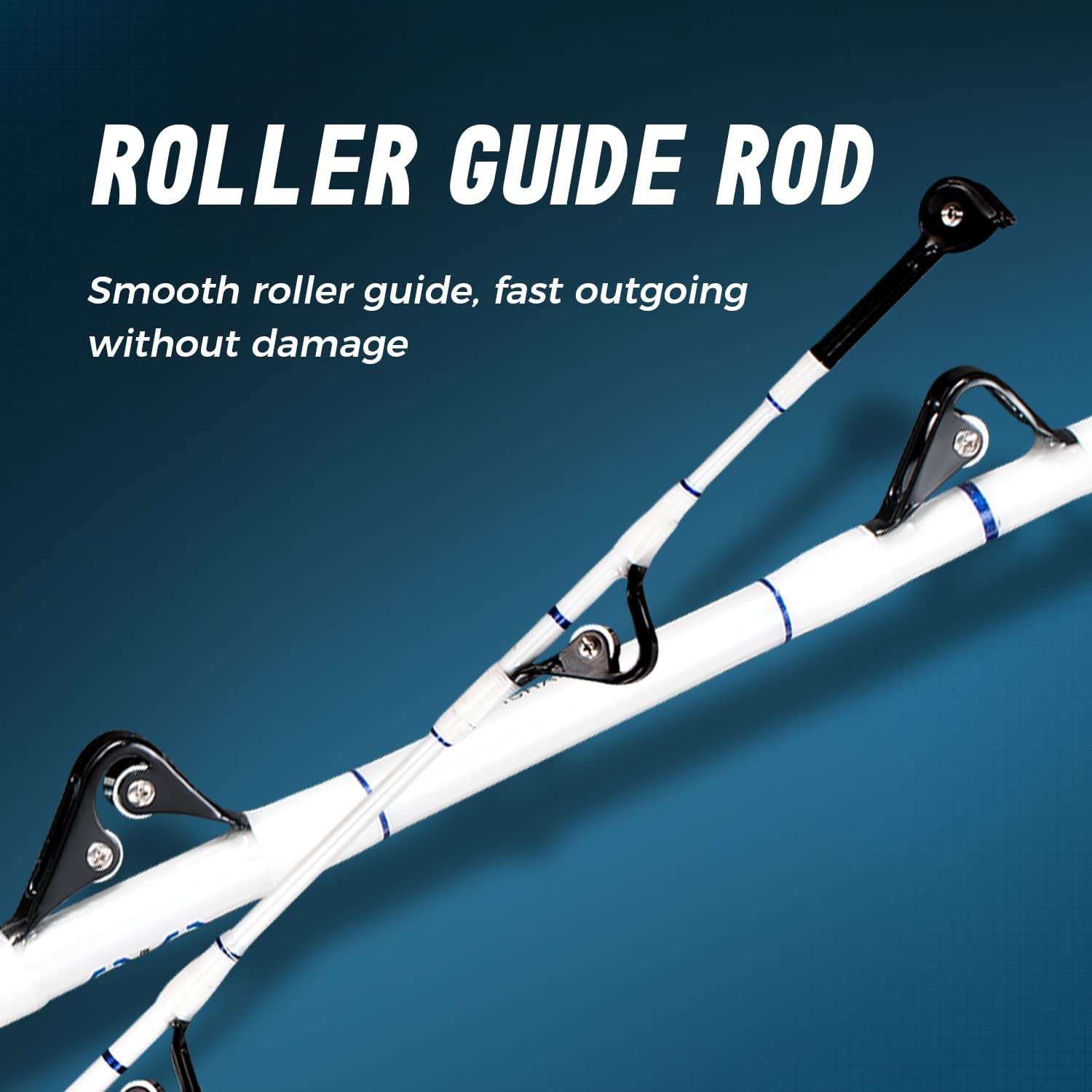 Saltwater Offshore Heavy Trolling Rod Big Game Boat Fishing Pole w Roller Guides