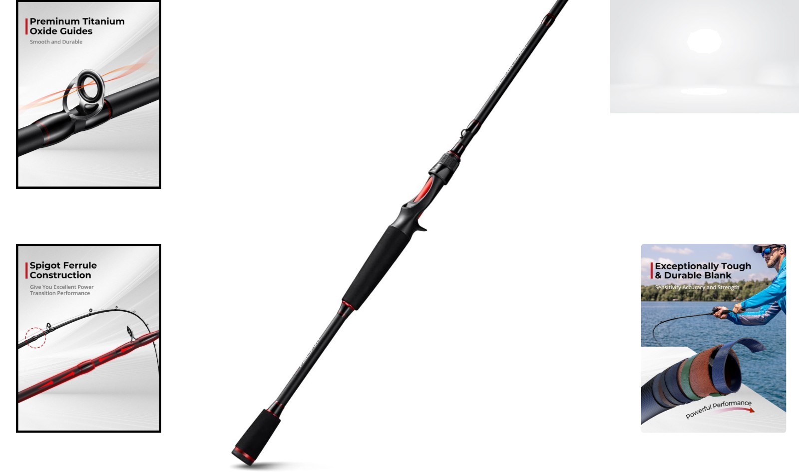 Spinning Fishing Rod 2pc IM6 Carbon Fiber Moderate Action 7ft Black EVA Handle