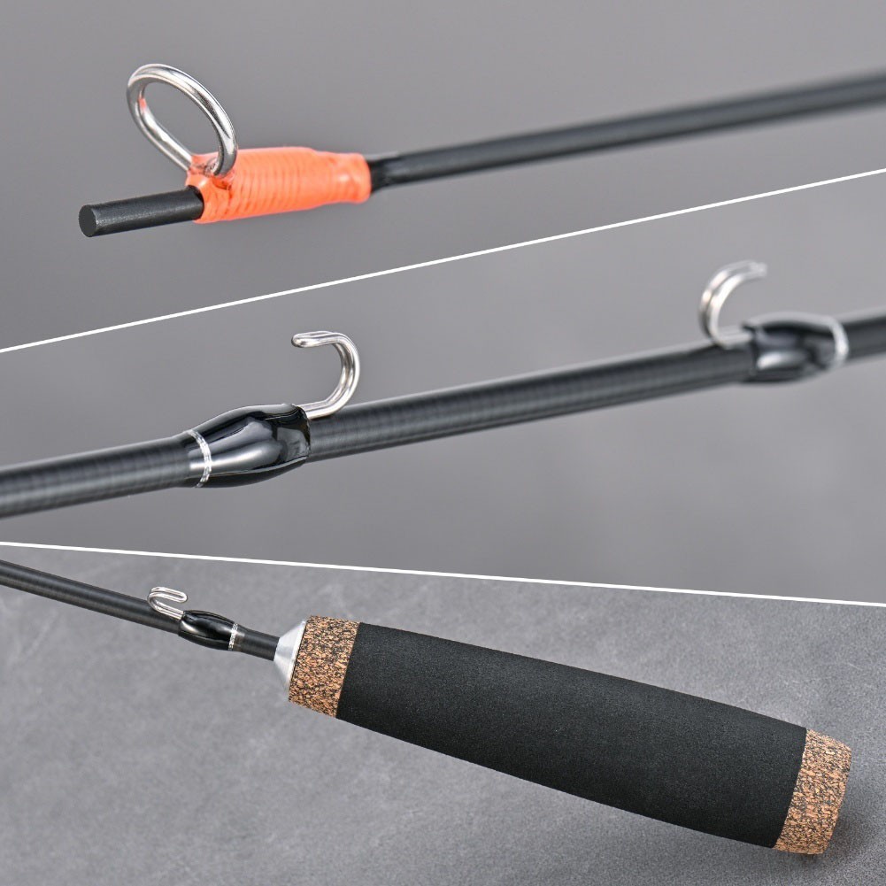 for 2 Section Telescopic Ice Fishing Rod Carbon Fiber 50cm With Wooden Grip