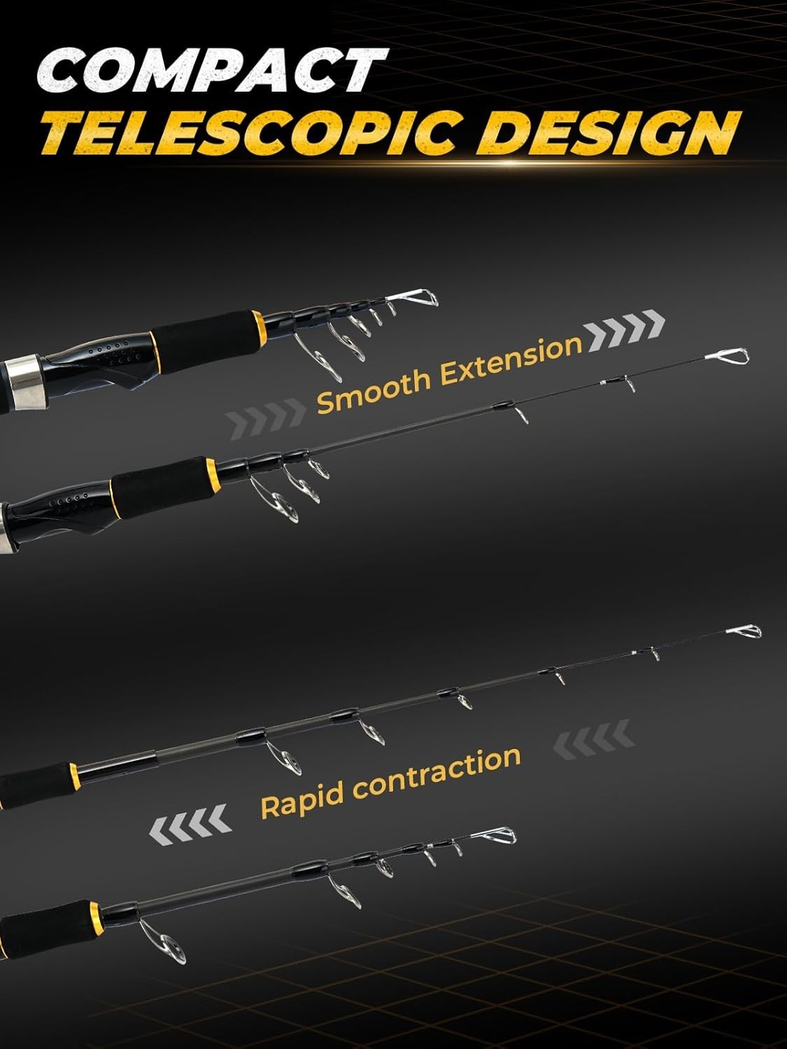 Travel Fishing Rod, Telescopic & 4-Piece Portable 24T Carbon Fiber Rod, Stain…