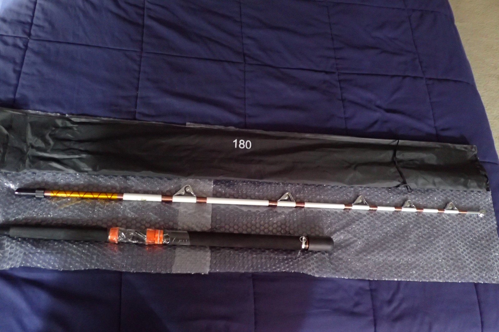 MBLM 180 Heavy-Duty Trolling Boat Saltwater Fishing Rod 80-120 lb w/ safety ring