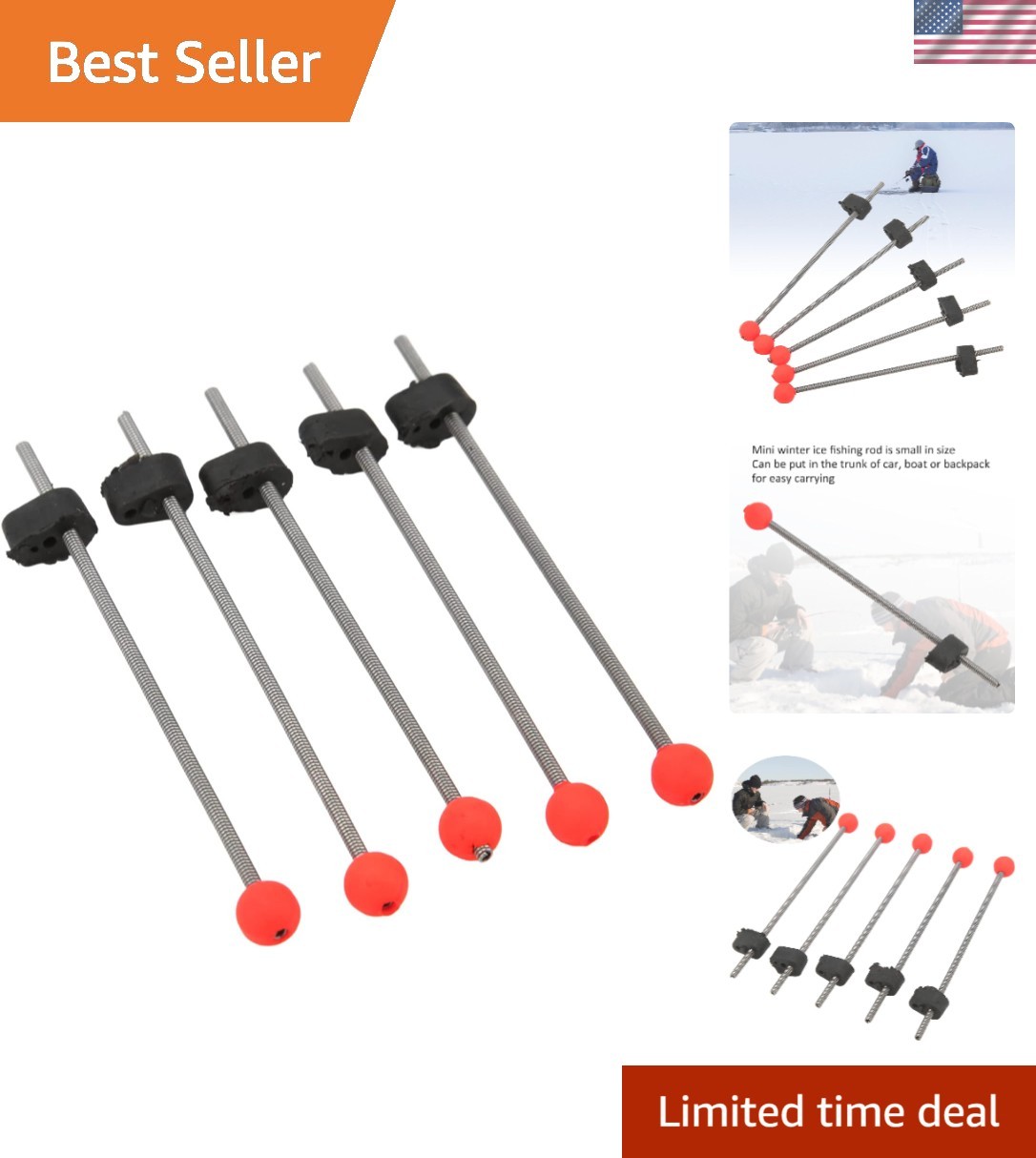 5PCS Waterproof High-Strength Ice Fishing Rod Tips for Freshwater Adventures