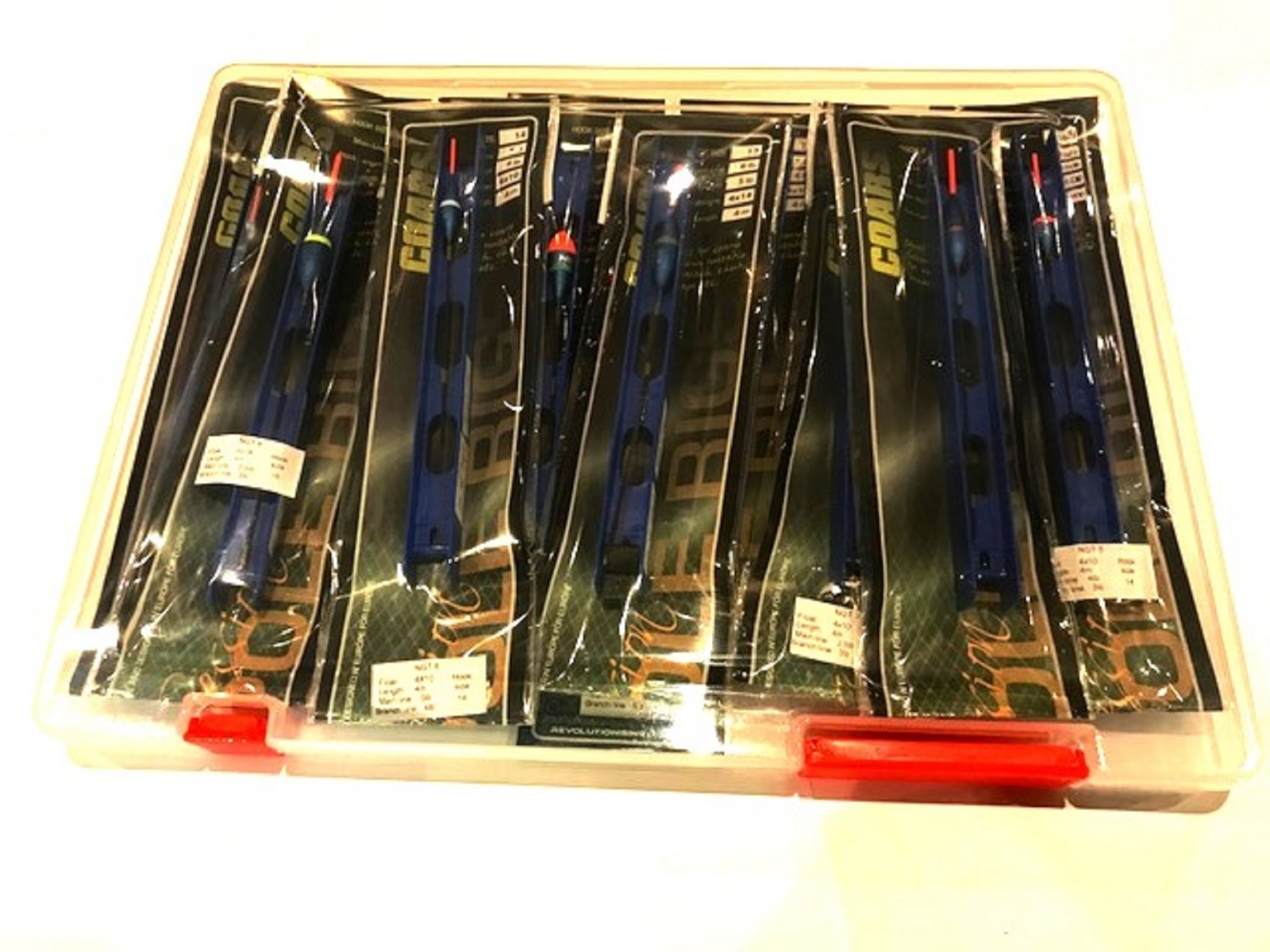 10 POLE RIGS IN BOX Pole Float Carp Coarse Fishing Tackle Barbless hooks