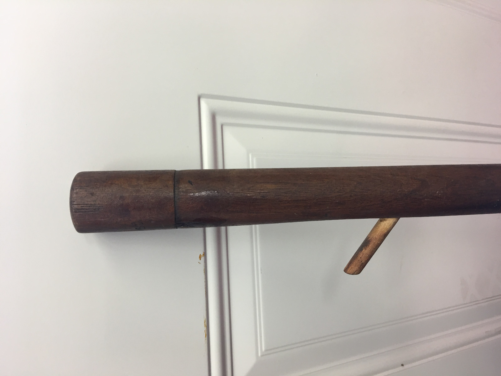 MW2 Vintage folk art ice fishing rod wooden 34″ ice pick Pool stick 1 of a kind!