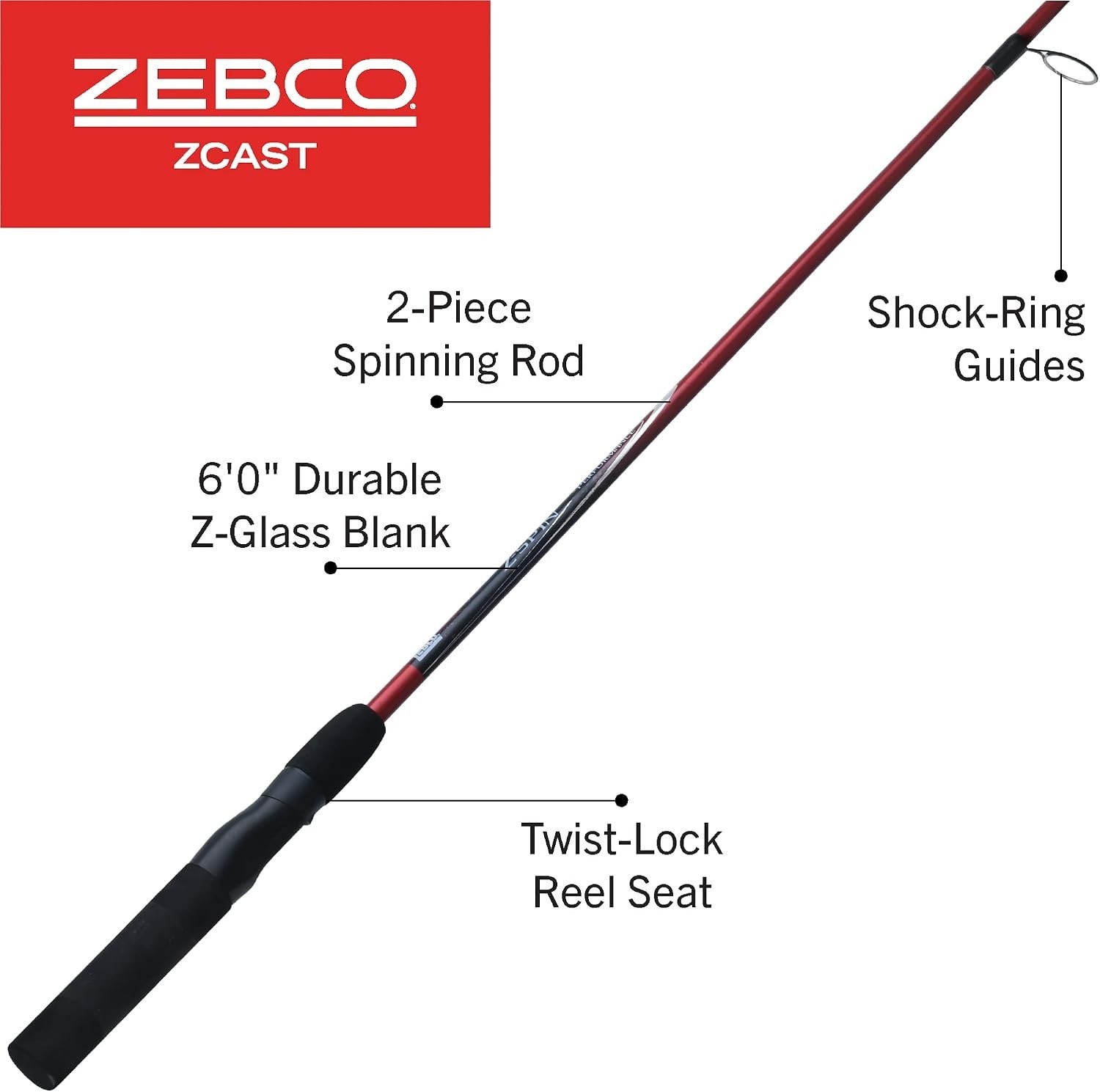 Z-Cast Spinning Fishing Rod Durable Z-Glass Fishing Pole, Comfortable EVA Rod…