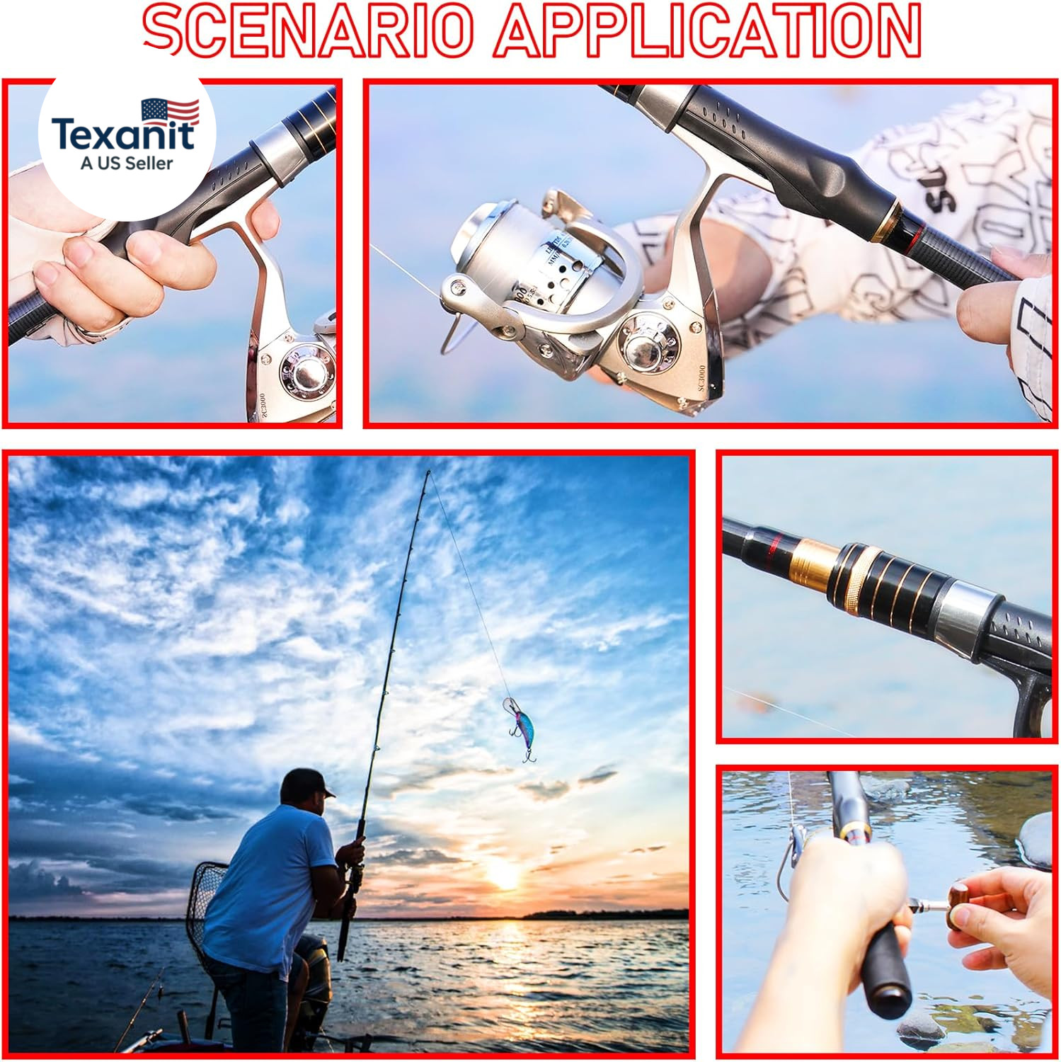 Telescopic Fishing Rod Combo – 2PCS 6.9 7.89FT Collapsible Carbon Fiber Pole Set