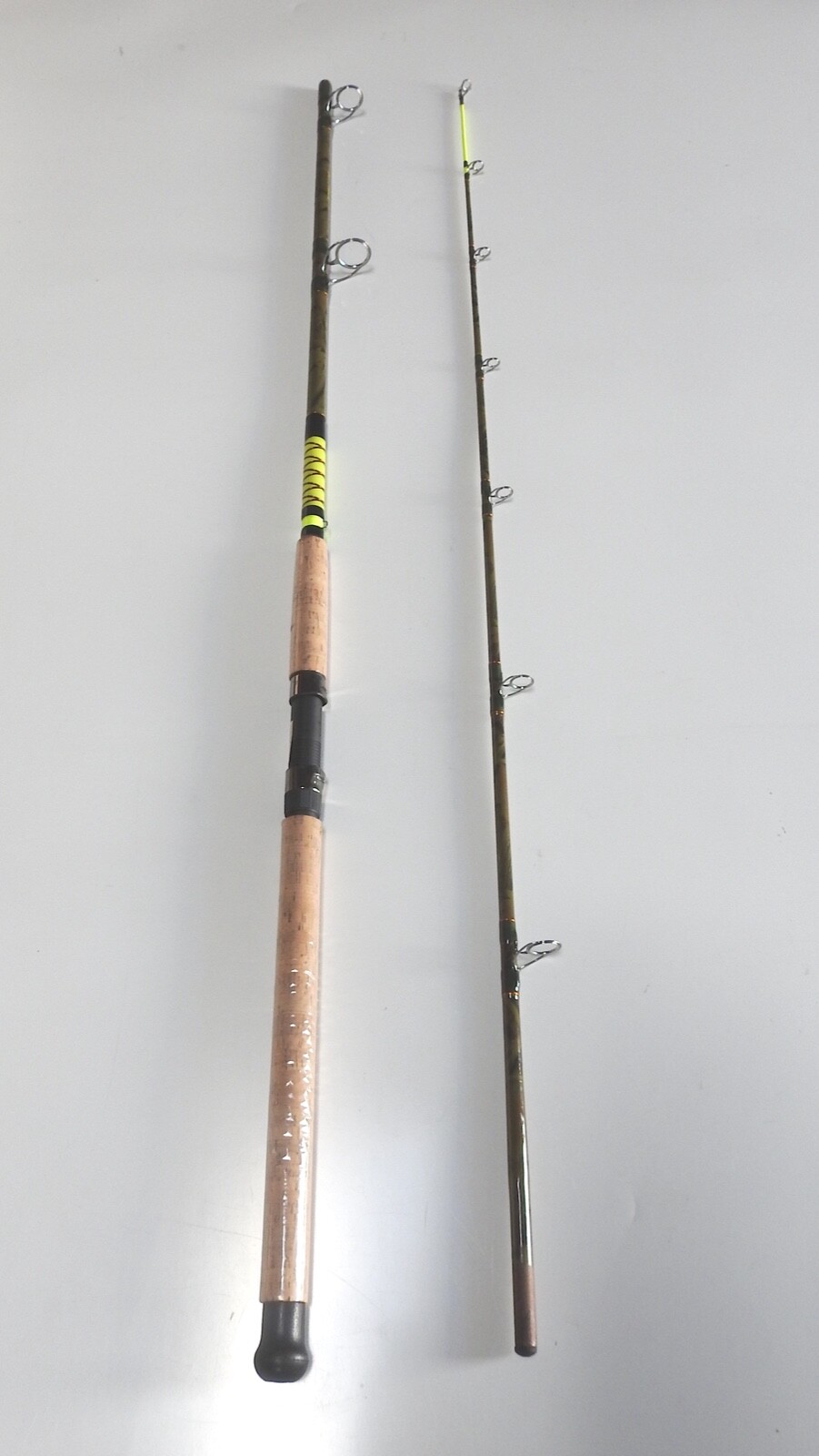 Camouflage Catfish Spinning Rod 9′ 2PC Cork Handle Glow Tip