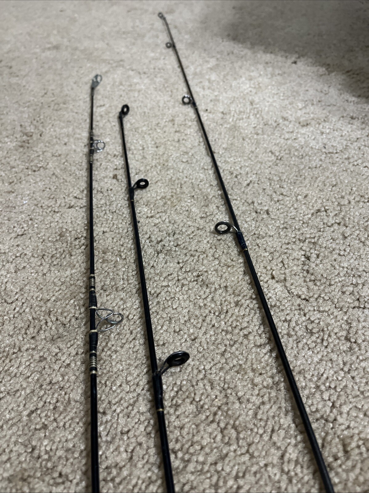 3x Fishing poles – Shimano SMS-56UL, Daiwa MC-38, & South Bend EliteES-201