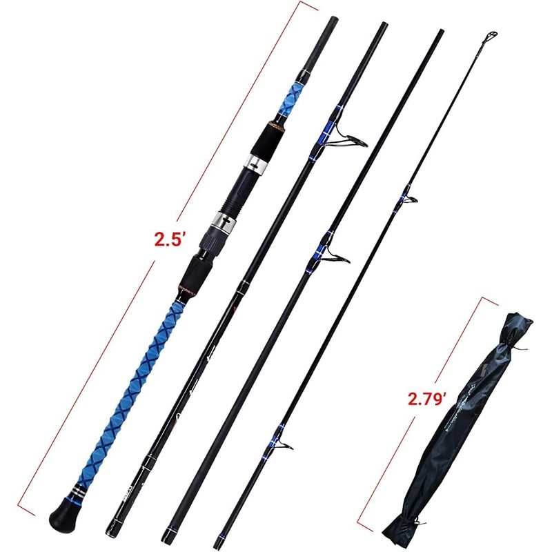 Blue Surf Fishing Rod Carbon Fiber Lightweight Travel Rod Durable Guides New