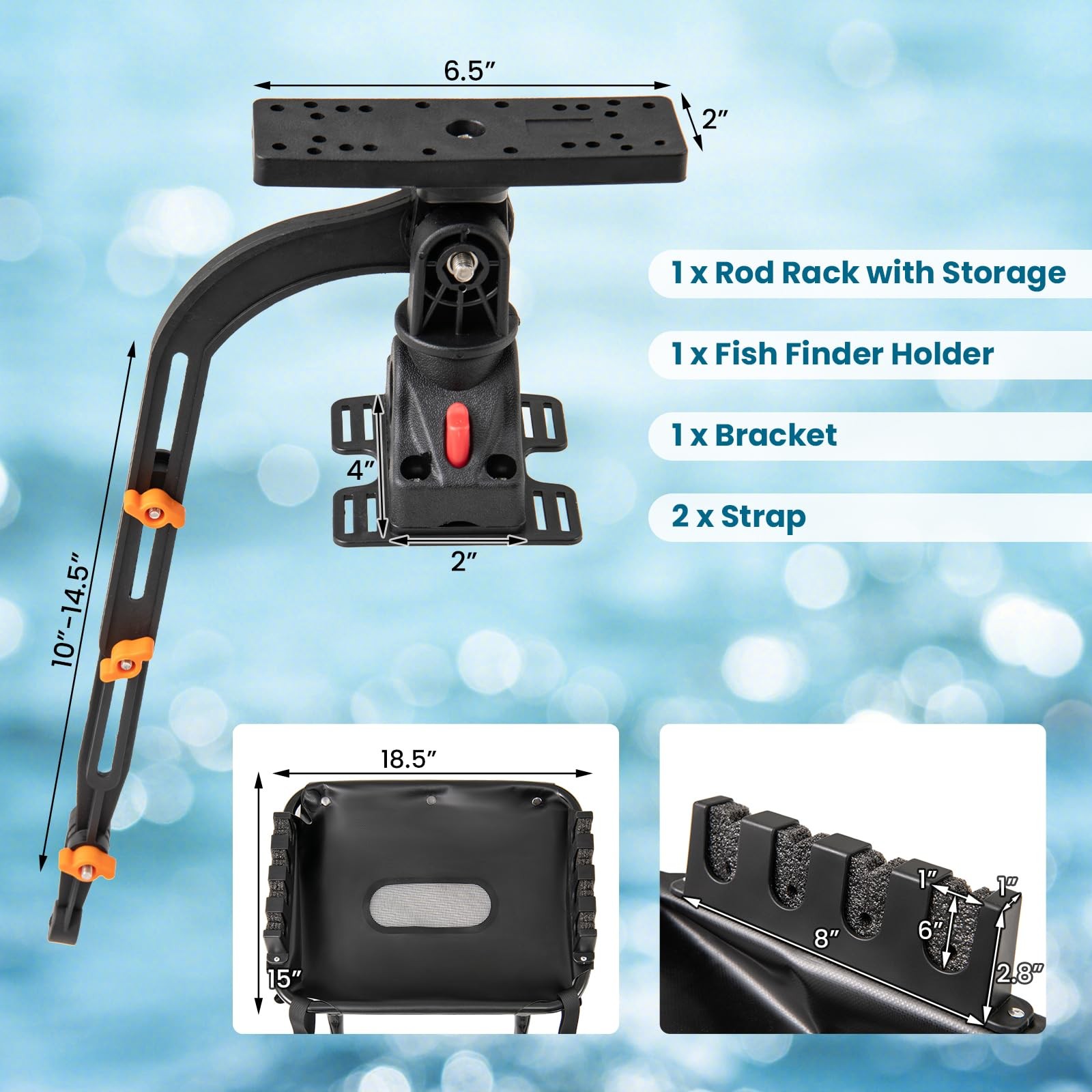 Goplus Fishing Float Tube Accessories 360 Rotatable Fish Finder Holder W/ Mount