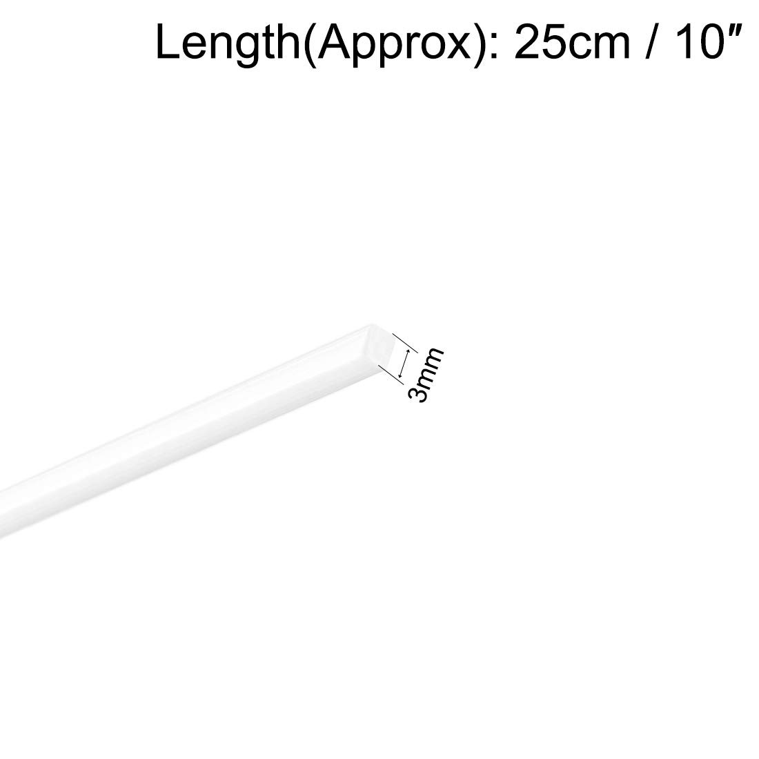 5pcs White ABS Plastic Square Rods 3x3mmx10in for Model Building & DIY