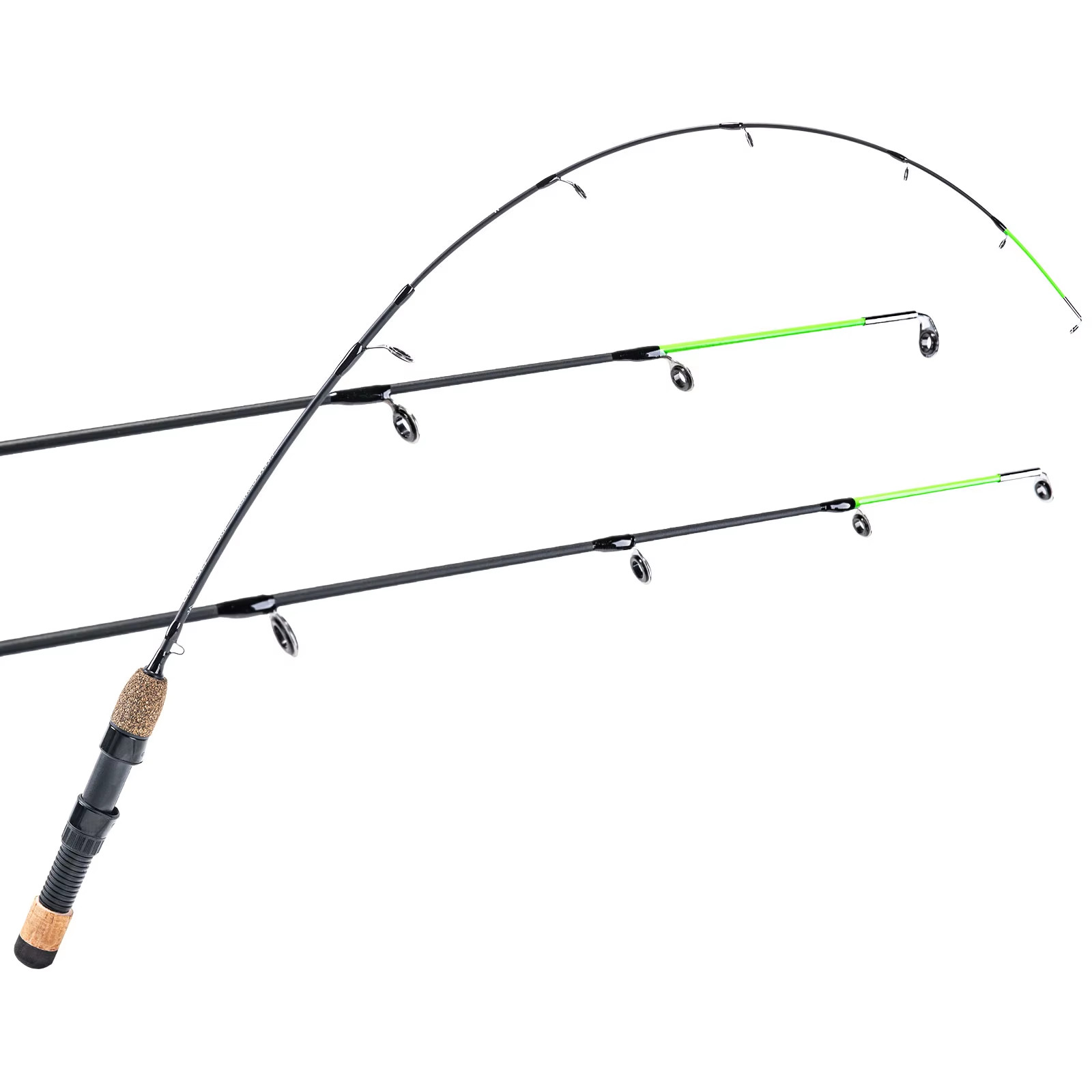 32″ 2 Tip Winter Ice Fishing Rods Spinning Rod M+MH Cork Handle Pole Ultra-Light