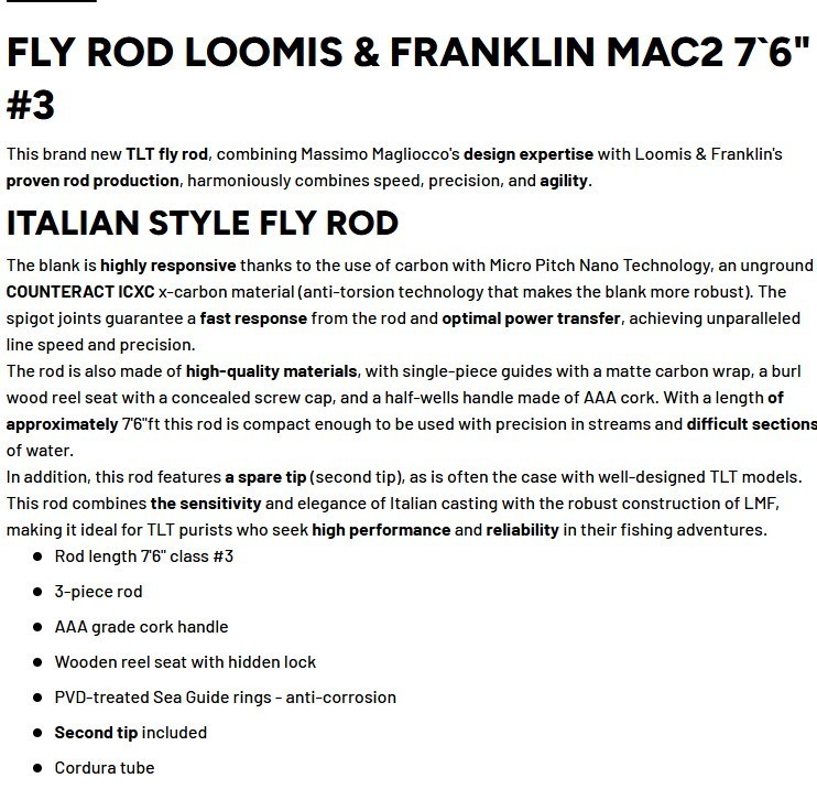 Loomis Franklin Mac2 7ft 6 3 wt extra fast fly rod 2 tips fly line for TLT Cast