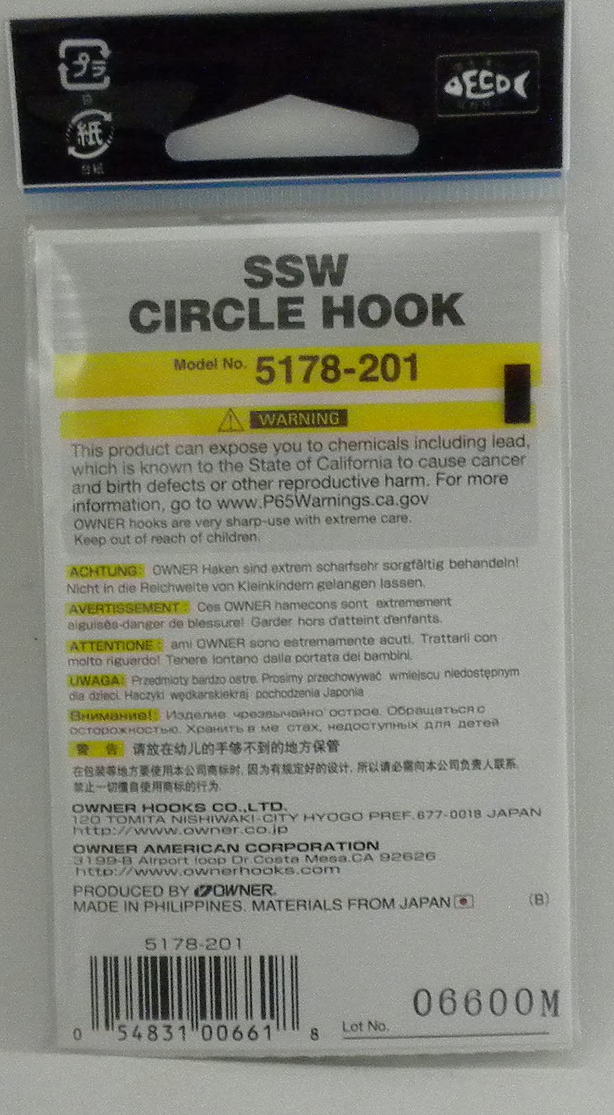 Owner 5178-201 10/0 SSW Circle Hook Black Chrome Size 10/0 3Ct