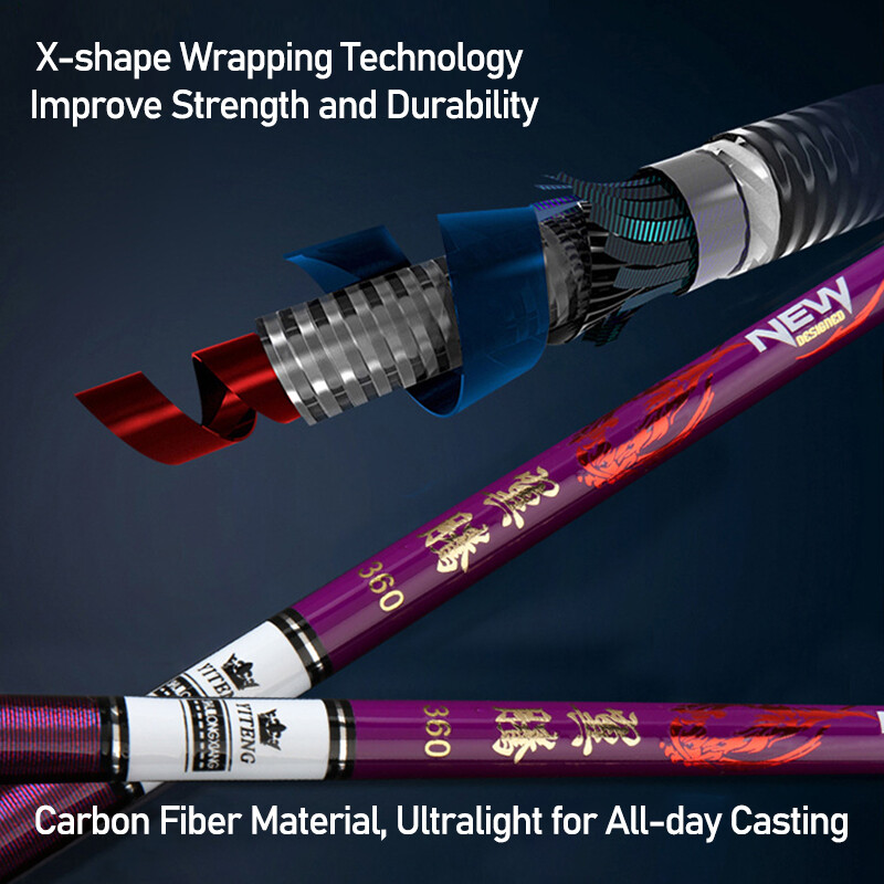 Dr.Fish Ultra Light Fishing Pole Carbon Fiber Telescopic Fishing Rod 2.1M-4.5M