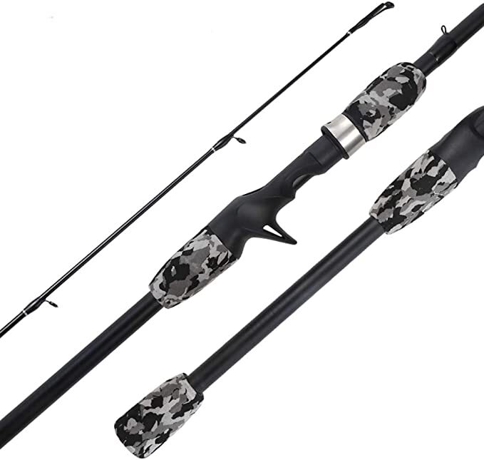 Taigek Fishing “Tiger” Bait Casting Rod 6′ 2pc. Black/Gray Camo