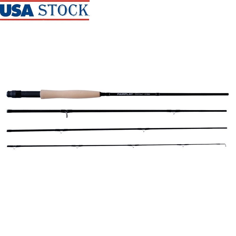 Fly Rod 8FT 4 Piece 5-6WT Lightweight Durable Fishing Rods Trout Bass Panfish US