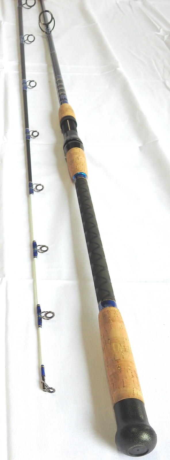 Pro Catfish Rod Long Spinning 10′ 2PC Metal Reel Seat Cork Handle Glow Tip