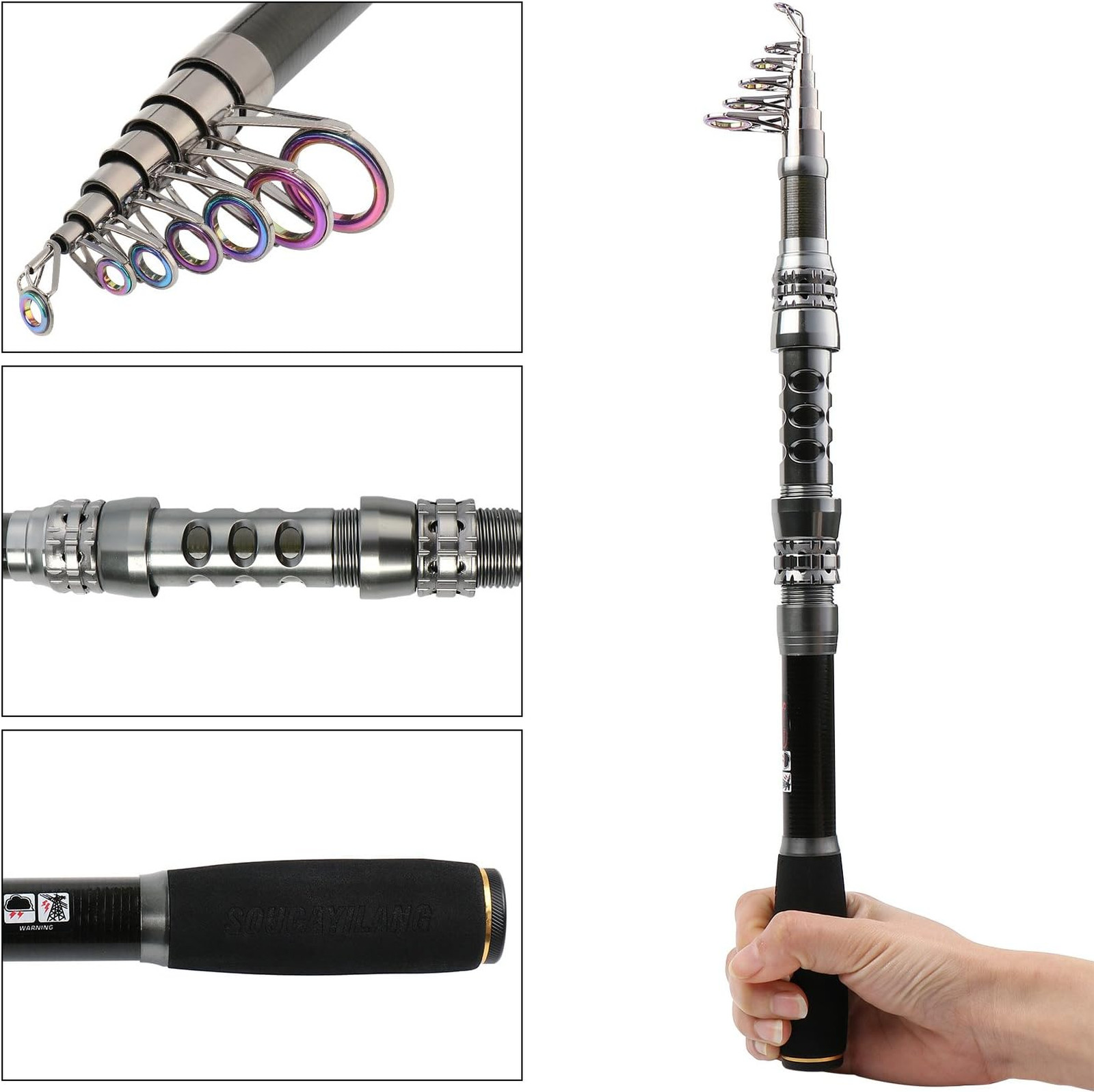 Fishing Rod Reel Combo, Telescopic Fishing Pole, Spinning Reel, Saltwater