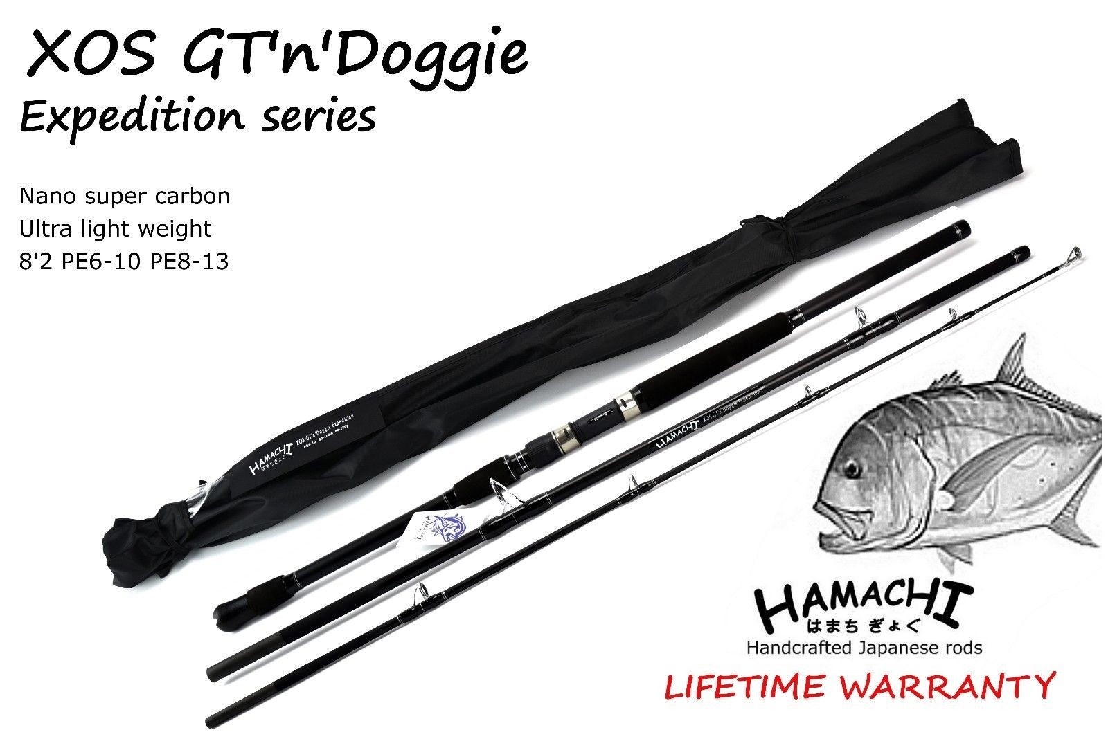 2023 Hamachi XOS GT’n’Doggie 10′ PE 6 – 10 / 50 – 100 lb Popper fishing rod pole