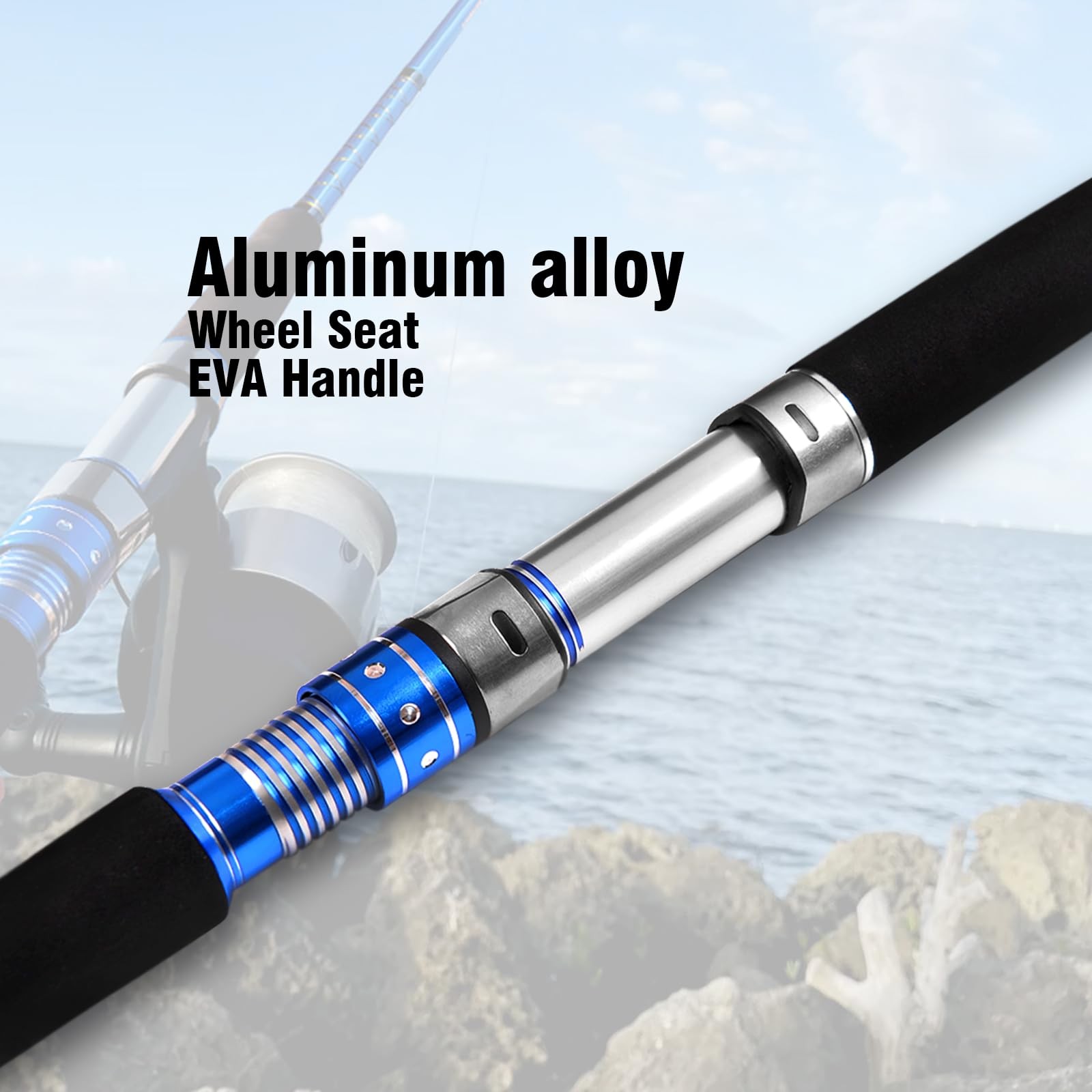 2-Piece Saltwater Spinning Fishing Rod Offshore Graphite Portable Fishing Rod (7