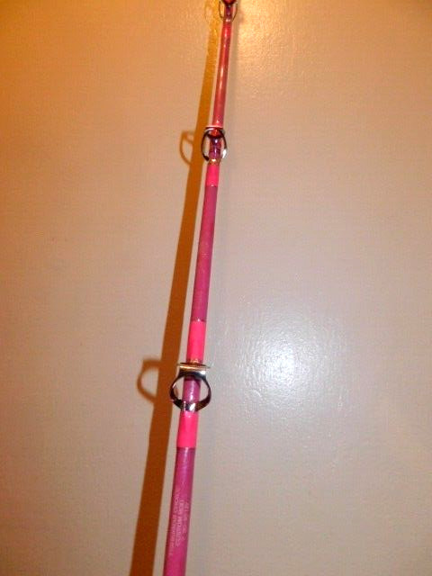 CUSTOM CONVENTIONAL BOAT ROD 7′ PINK PEARL MARBLE 20-40 LB TURBOS NEW