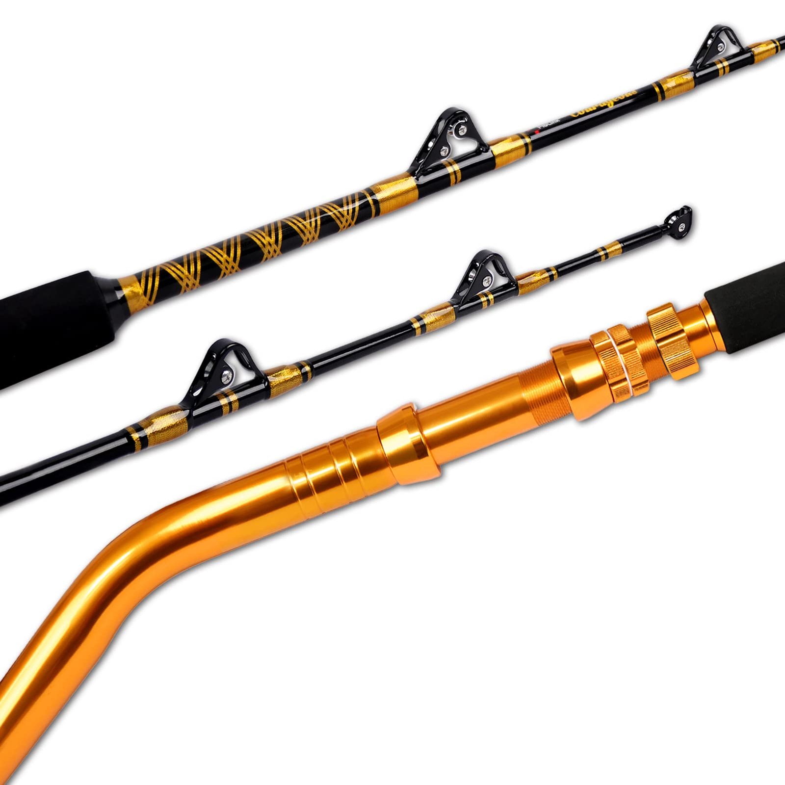 Fiblink Saltwater Fishing Rod 2 Piece Bent Butt Trolling Rod Deep Sea Roller …