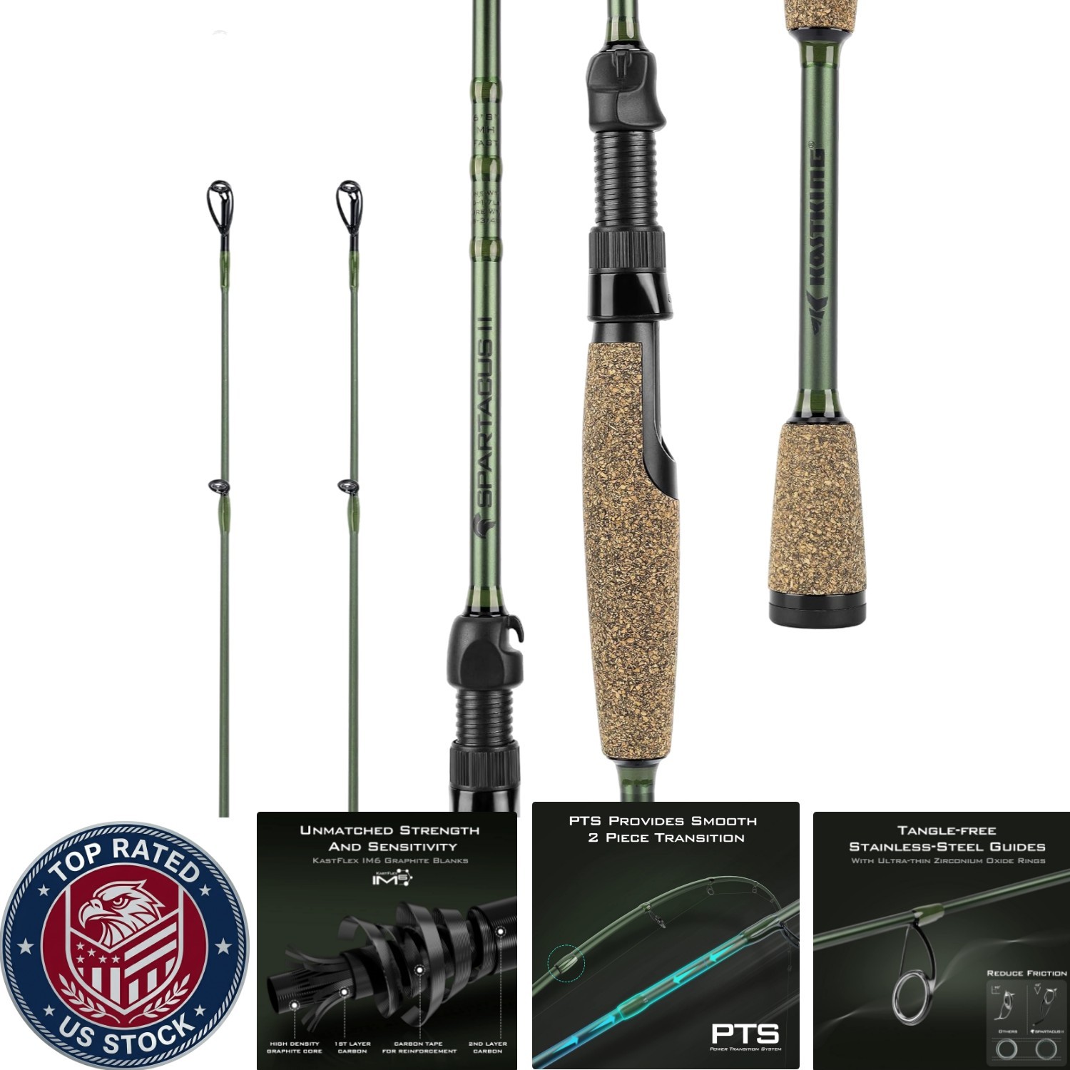 Stryker Green Spartacus II Fishing Rod – Extra Tip, Fast Action & Comfortable