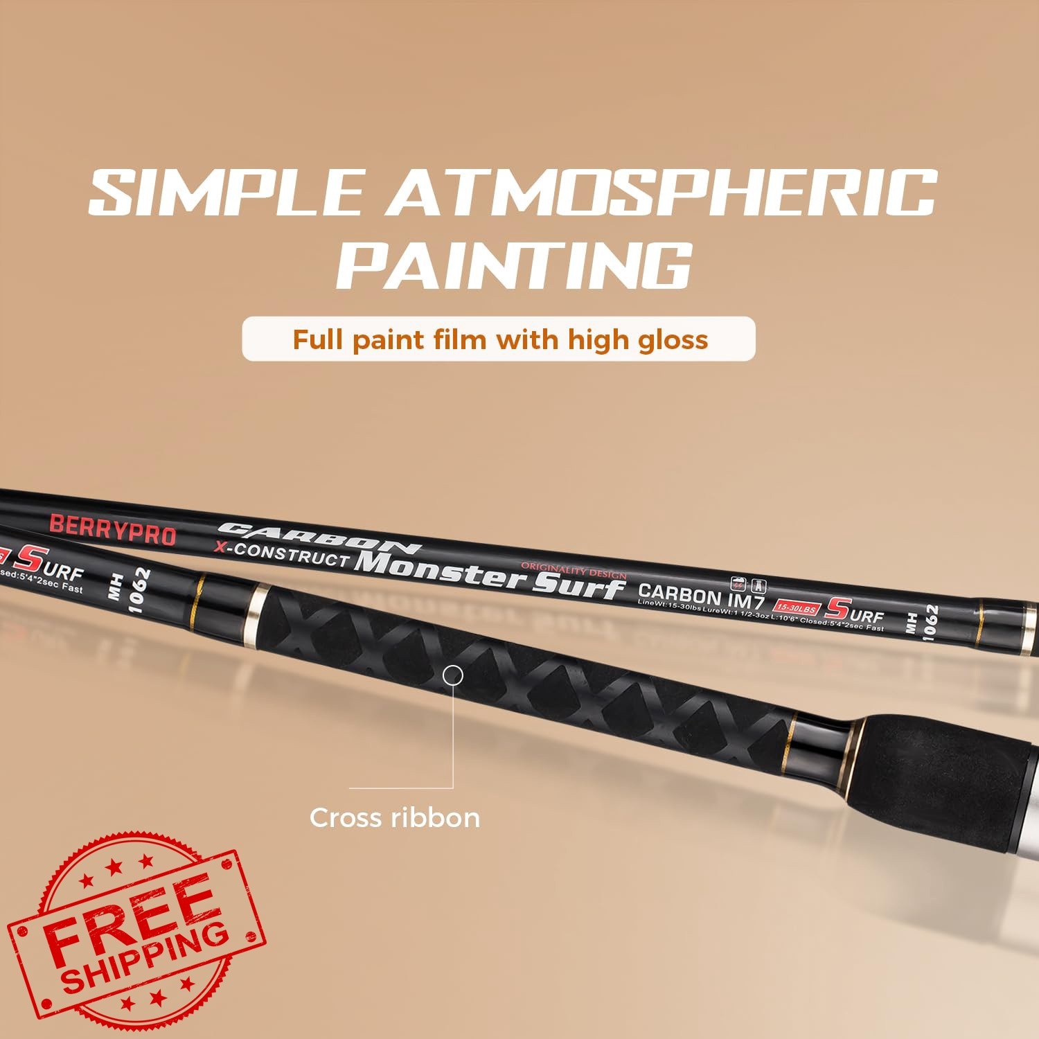 BERRYPRO Surf Spinning Fishing Rod Graphite Spinning Rod