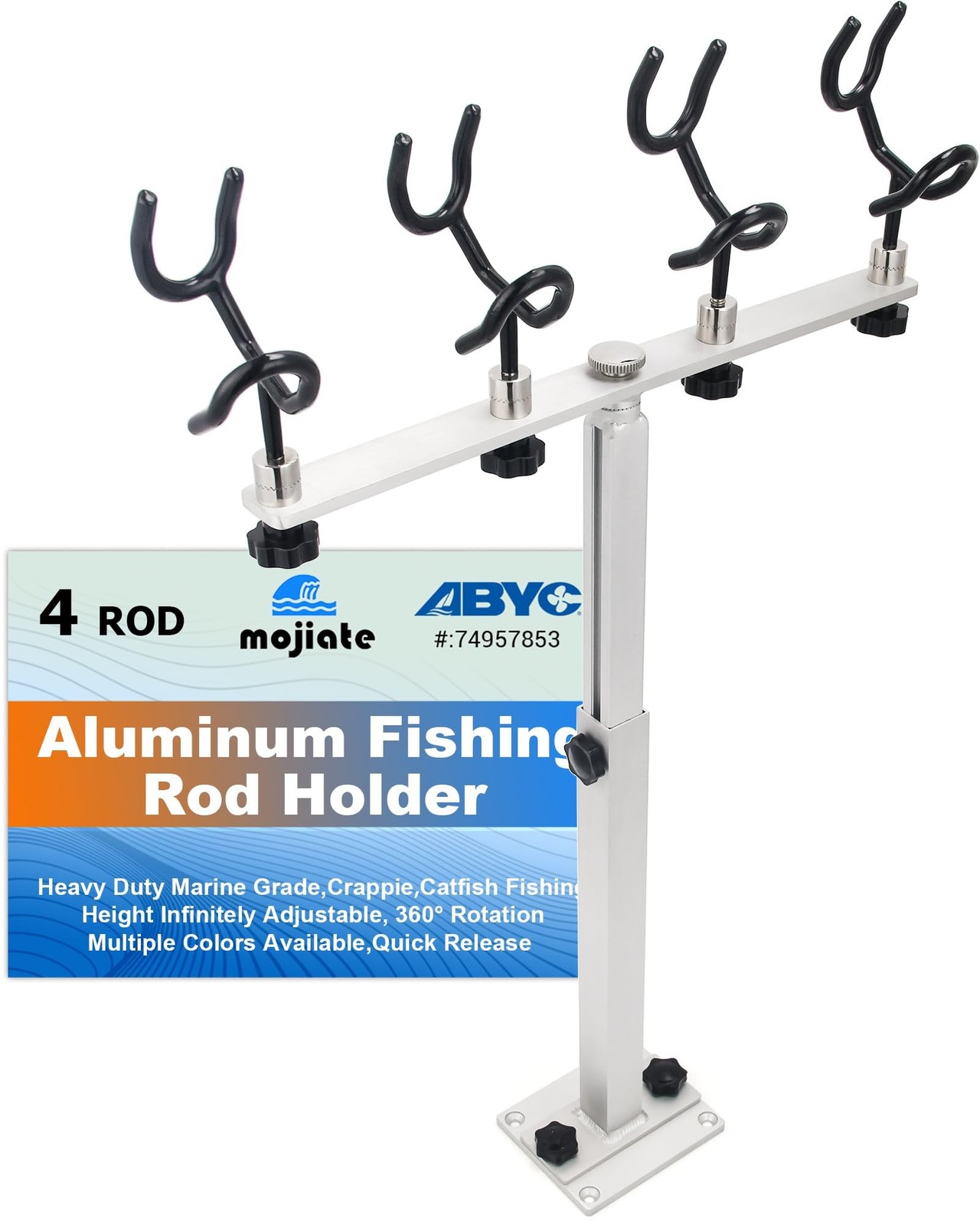 Aluminum Spider Rigging Rod Holder for Boat – 4 Pole Crappie Fishing Rack, He…
