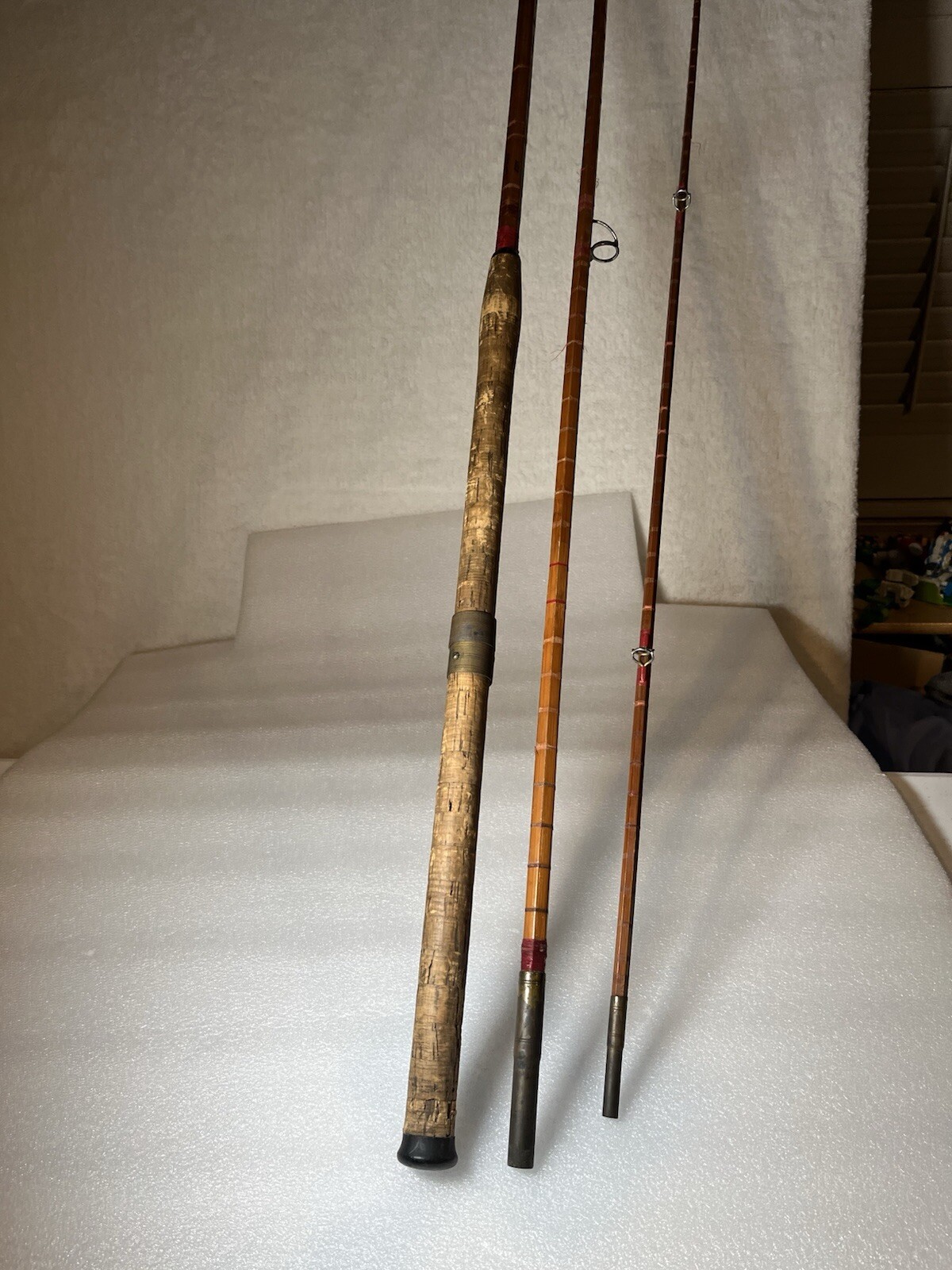 Vintage Noris Original 0211 Wood Fishing Pole 3 Sections 5’ Each Total 14’ 7”
