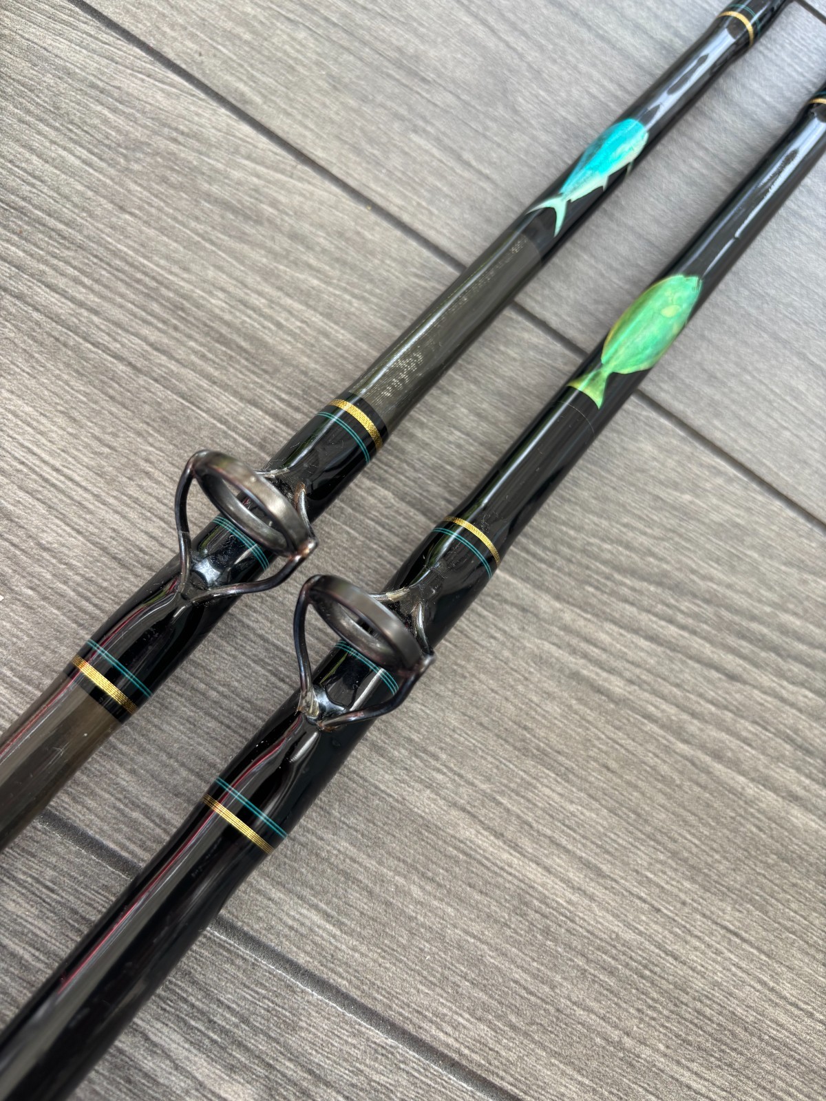 Lot of 2 Seeker Black Steel Fishing Rods Excellent Condition Long Beach