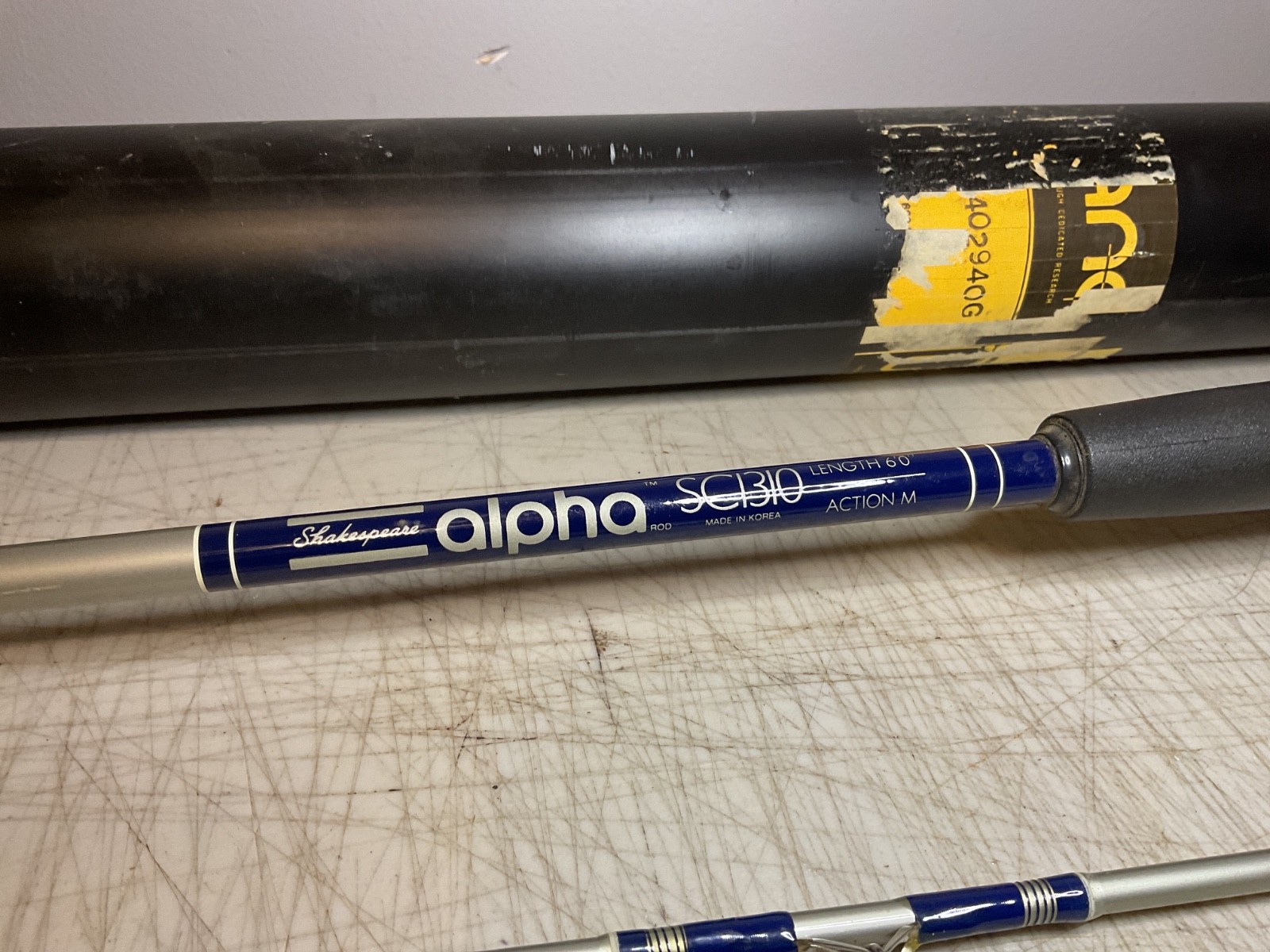 6’ Fishing Rod Medium Action Shakespeare Alpha SC 1310 Two Piece with tube.