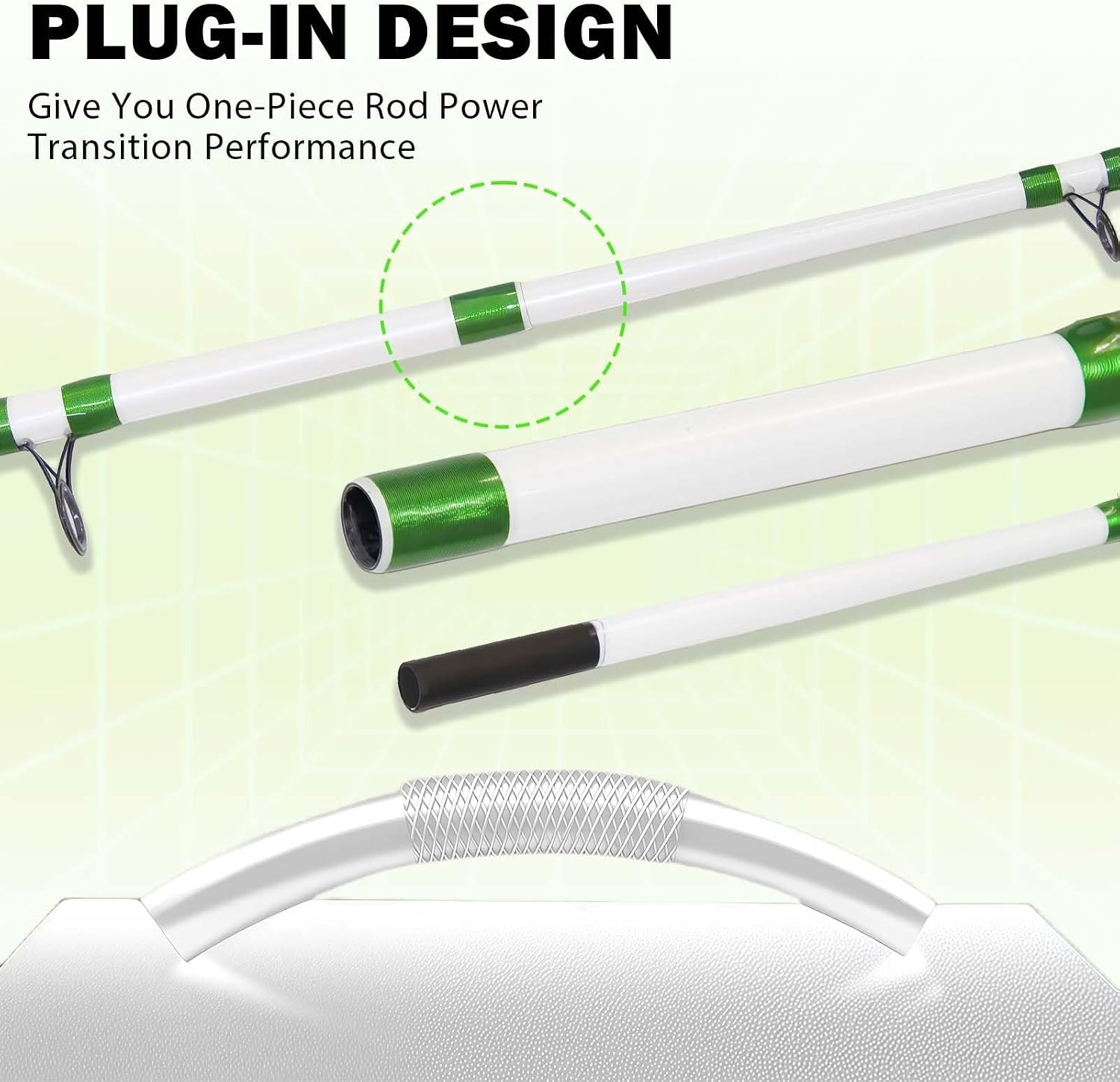7’0″ White & Green Spinning Fishing Rod Carbon Graphite Boat & Inshore Rod Solid